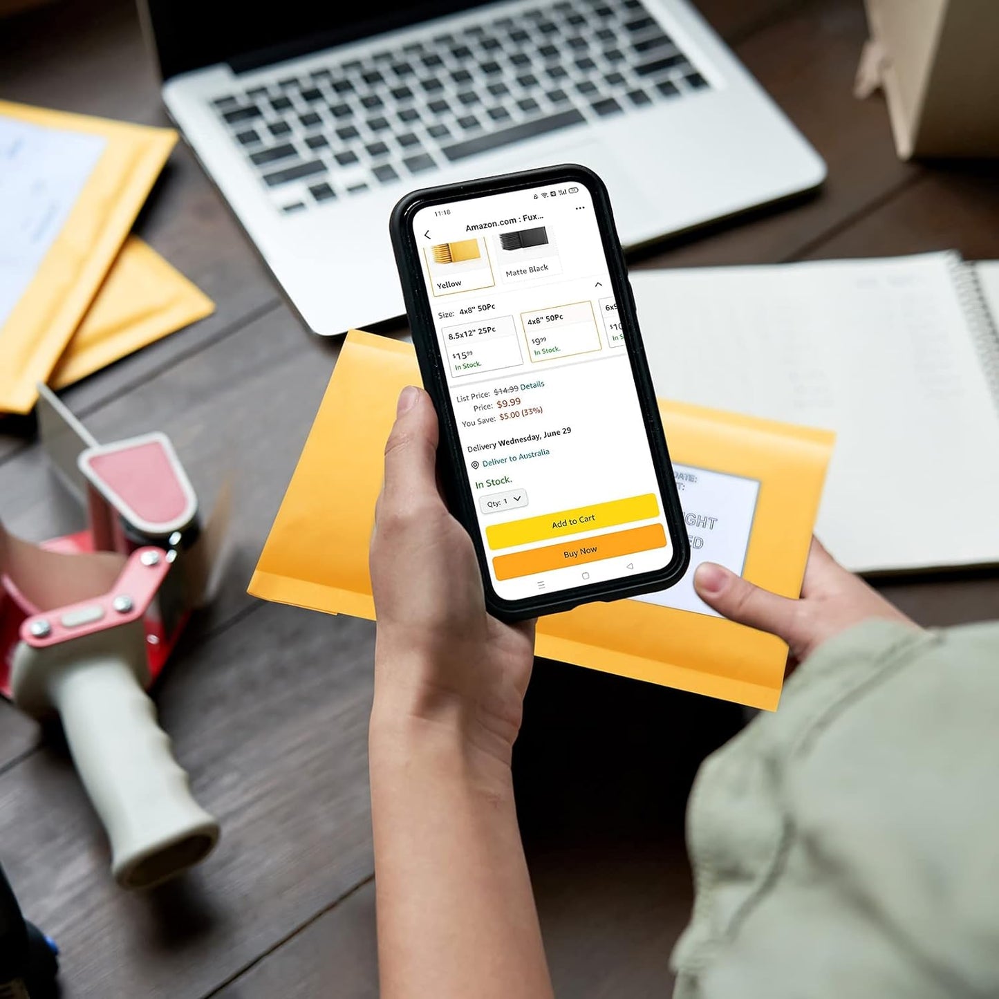 Fuxury Kraft Bubble Mailer 4x8” 50Pack Strong Adhesion Padded Envelopes Thick Bubble Envelopes Usable Size 4x7" Waterproof Cushioned Bubble Mailers Packaging for Small Business #000 Yellow