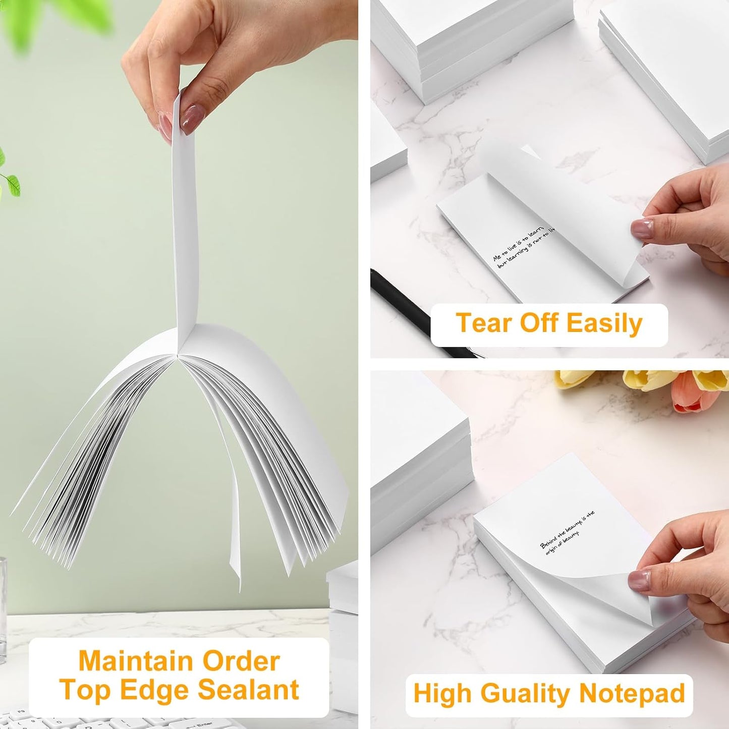 Fainne 3 x 5 Inch Paper Note Pads White Memo Pad Blank Writing Memo Scratch Paper for Waitress Waiter Book to Do Grocery List Small Notebook Restaurant Checkbook, White(120 Pack)