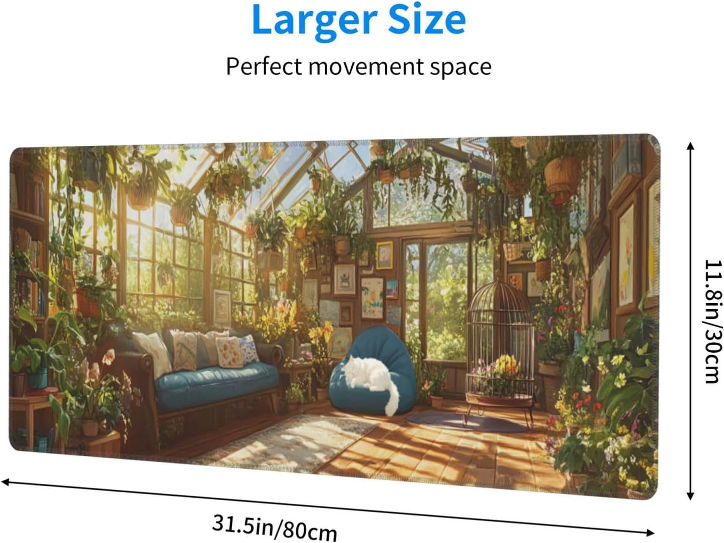 Room Mouse Pad 31.5 X 11.8 Inch Big Desk Rubber Base Stitched Edges Keyboard Pad XXL Mouse Mat for Home Game and Office