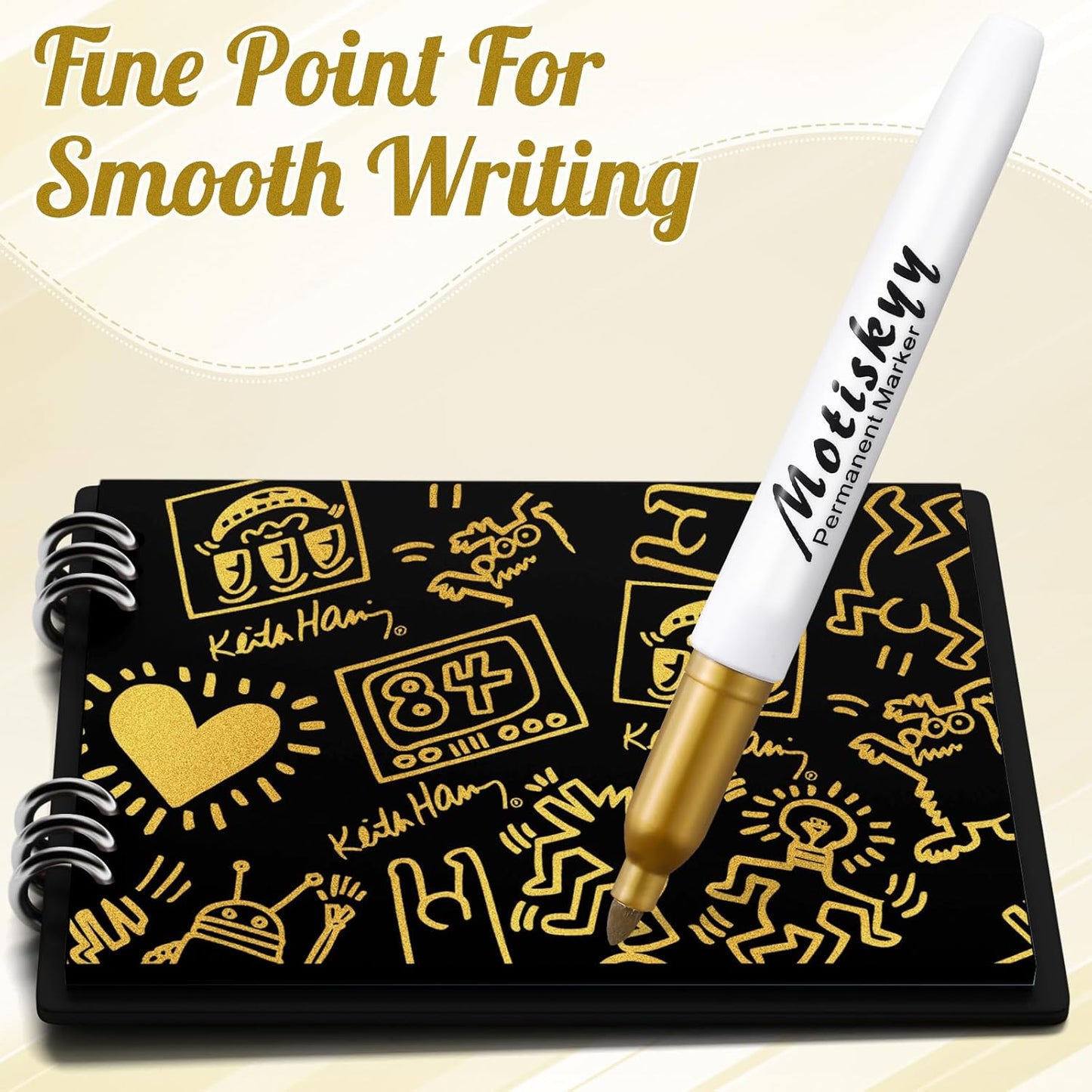 180 Pcs Metallic Permanent Markers Bulk Fine Point Metallic Markers Pens for Fabric, Black Paper, Cards, Scrapbook, Wood, Plastic, Canvas, Mugs, DIY Art Crafts, Etc(Gold)