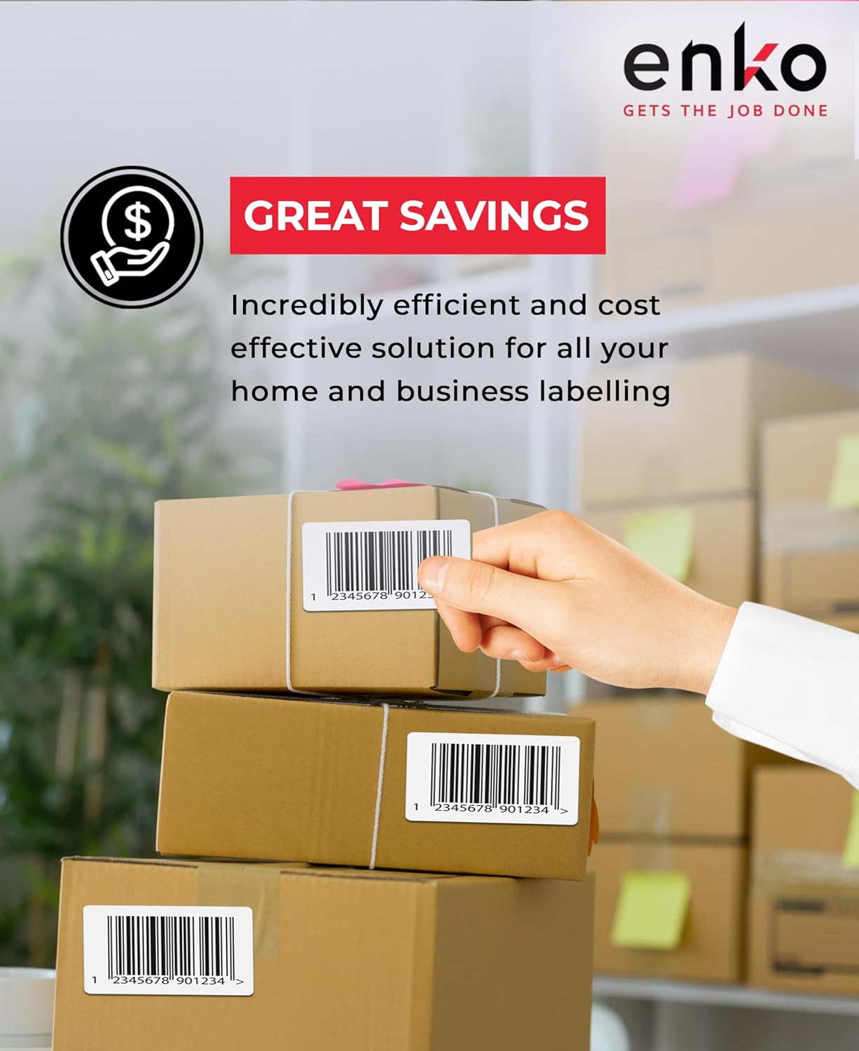 enKo 4" x 2" Labels for Zebra Desktop Printers (24 Rolls | 18,000 Labels) - Direct Thermal Address Mailing Shipping Barcode FBA Stickers FNSKU Label for Zebra and Eltron (Perforated)