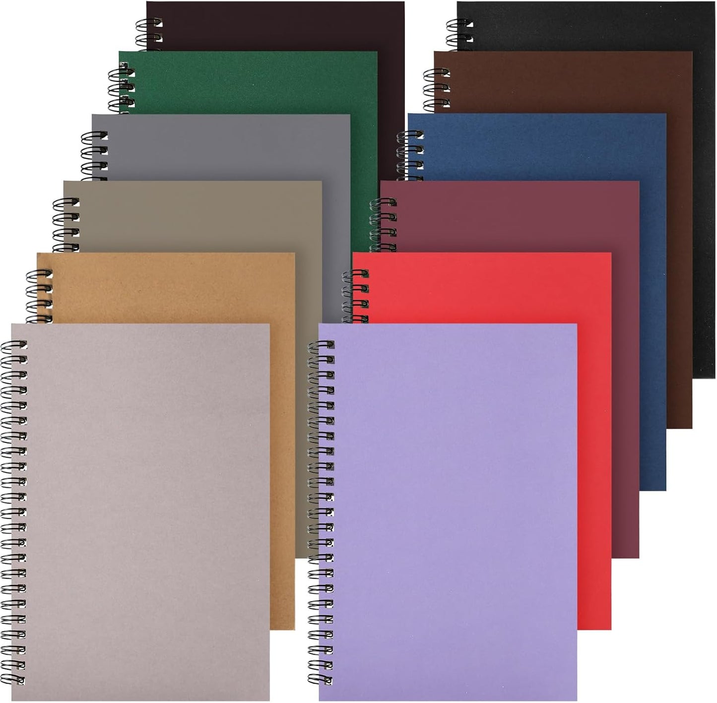 12 Pack Small Spiral Notebook A5 Lined College Ruled Spiral Journal Notebook 5.5 x 8.3 Inch Kraft Cover, 120 Pages for Work Students Office Business(Dark Color)