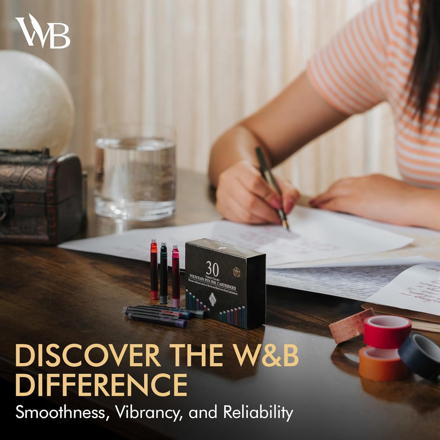 Wordsworth & Black 30 Pack Fountain Pen Ink Refills - Set of 30 Assorted Ink Cartridges - International Standard Size - Length APPR 2.3" - Base Diameter APPR 0.24" - Disposable and Generic