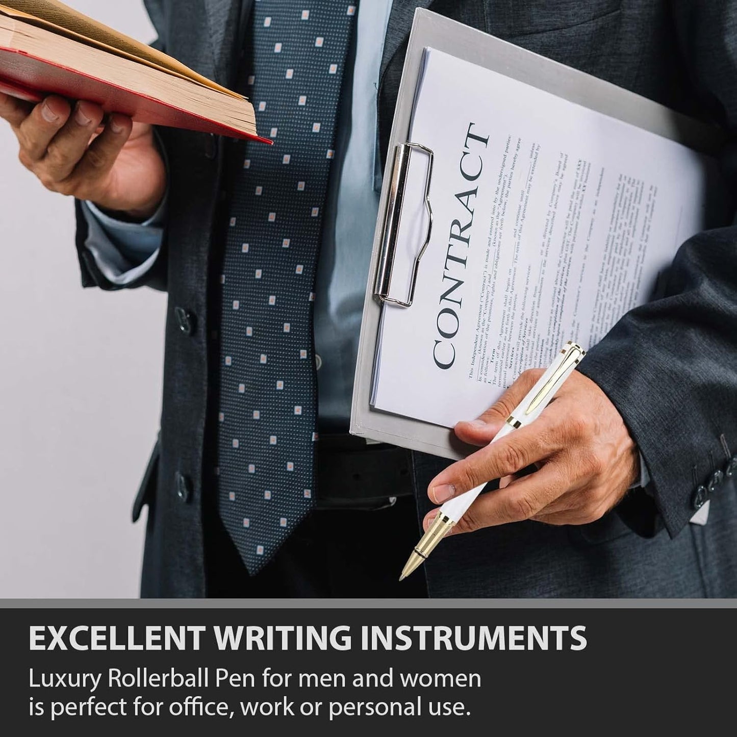 Cheericome Luxury Ballpoint Pen - Professional & Executive, Perfect for Silky Smooth Writing, with Gift Box, Nice for Men & Women, 2 Extra 0.5mm Black Refills - White