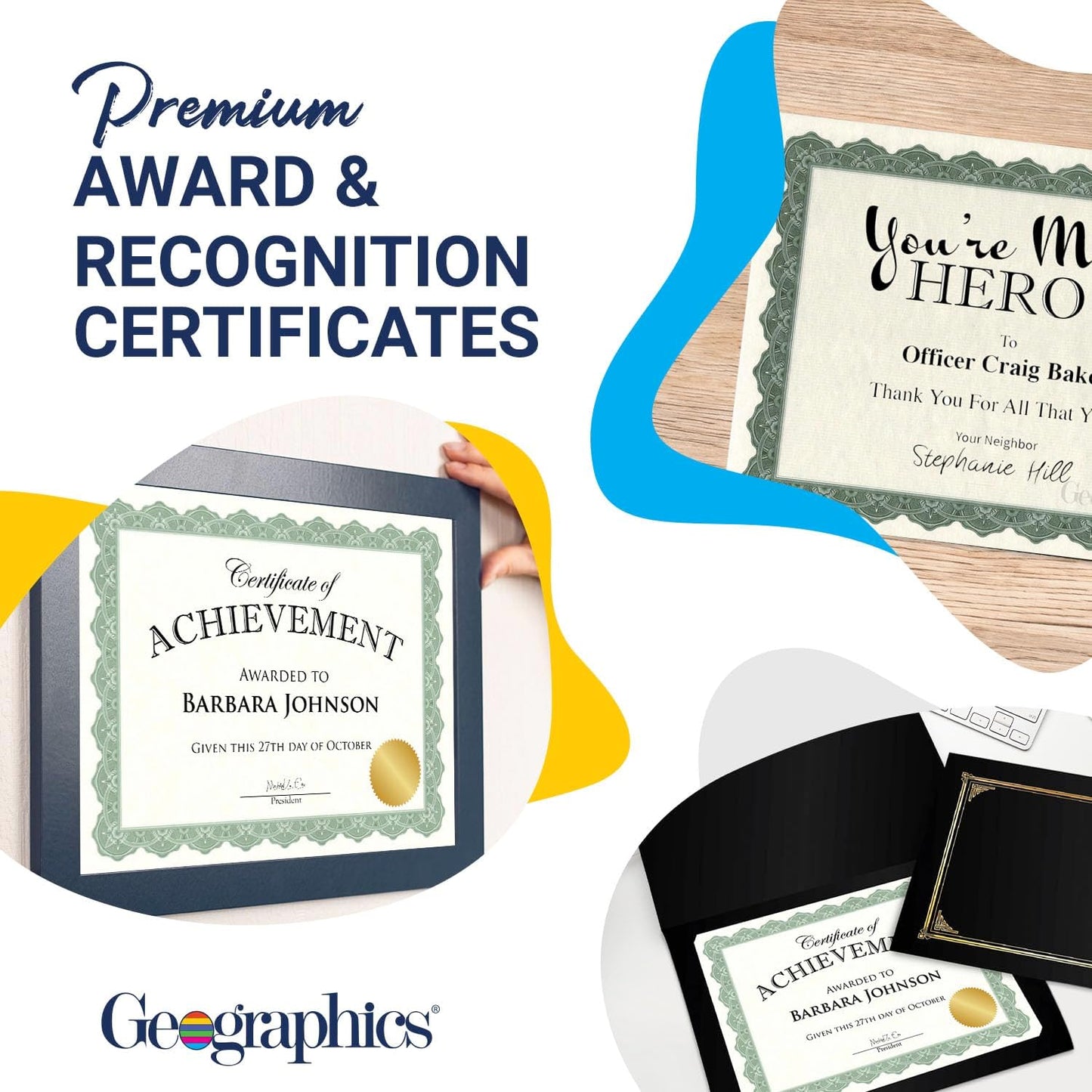 Geographics® 30% Recycled Blank Parchment Certificates, 8 1/2" x 11", Optima Green, Pack of 200