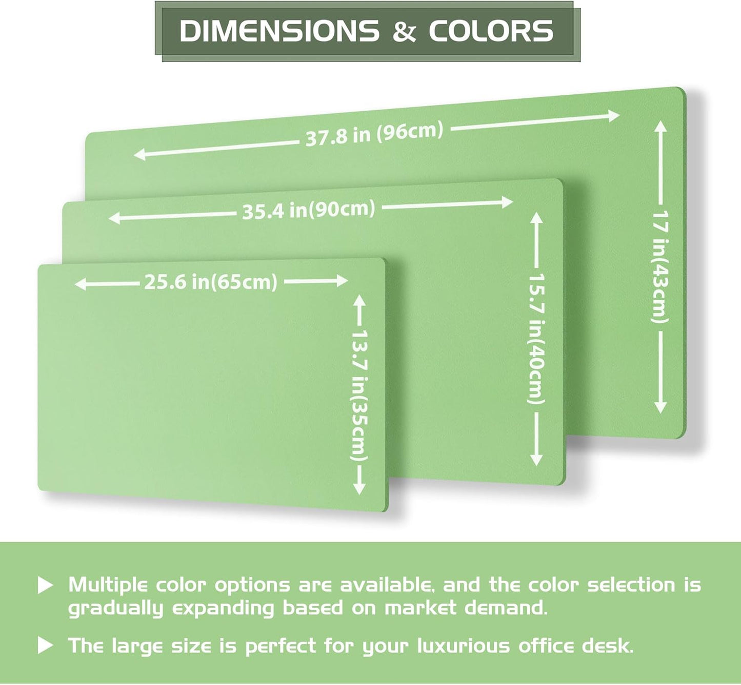 Aothia Double-Sided Desk Pad - 35.4" x 15.7"Leather Desk Mat, Eco Cork Desk Pad Protector,Large Mouse Pad,Waterproof Desk Blotter for Office/Home(Light Green)