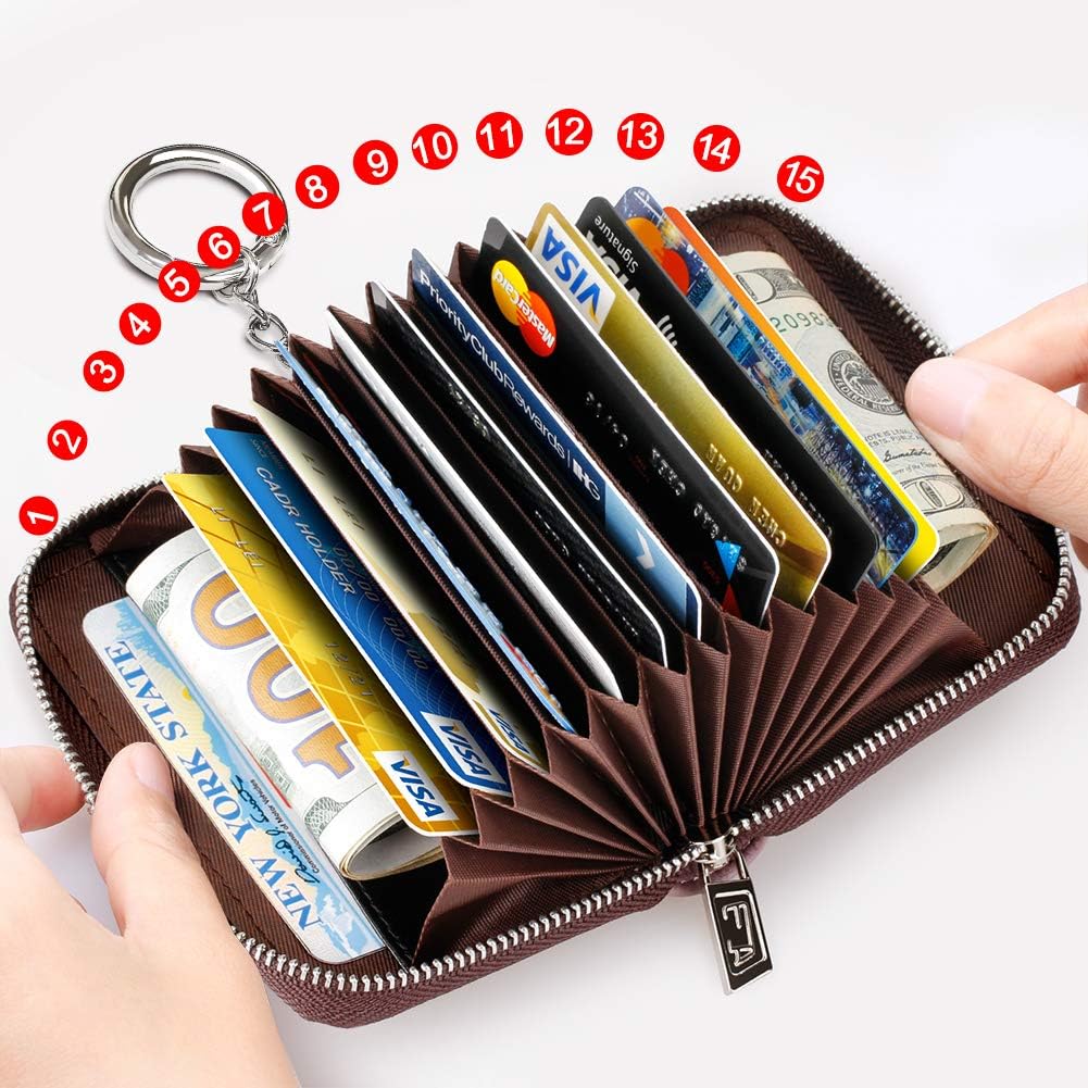FurArt Zipper Wallet Women, RFID Blocking Credit Card Wallet, Business Card Holder, Compact Size KeyChain Wallet