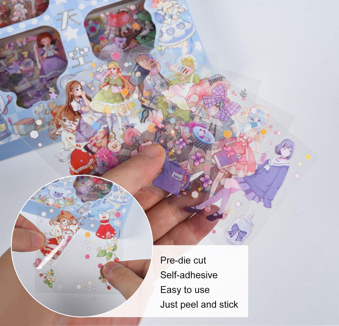EAMOTOL Cute Journaling Stickers Gift Box Set - 100 Sheets PET Cartoon Kawaii Girl Decorative Clipping Sticker for Scrapbooking Bullet Journals Notebook Calendars Decal Arts Card Kids DIY Crafts