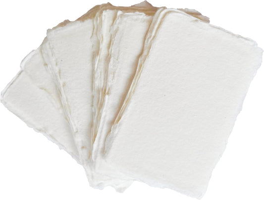 Handmade Cotton Paper with Deckle Edge Recycled Cotton Rag Mixed Media Card Stock for Placecard/Escort Cards, Place Cards, Vow Cards, Business Card (150gsm, 2x3 inch "A8", 50 Pack)
