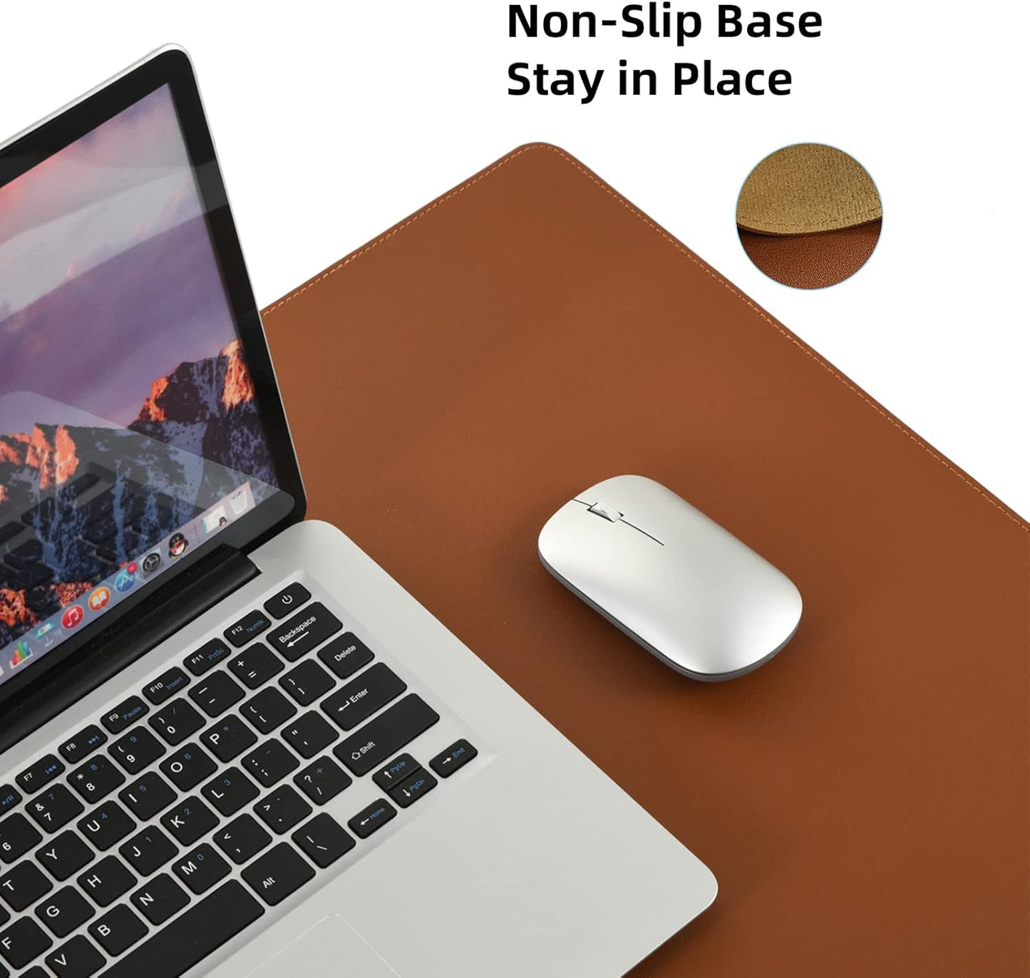 Desk Pad Blotter,Wolaile 36x17 in Large PU Leather Mouse Pad,Waterproof Non-Slip Writing Desktop Protector Mat,Office Desk Accessory,Brown