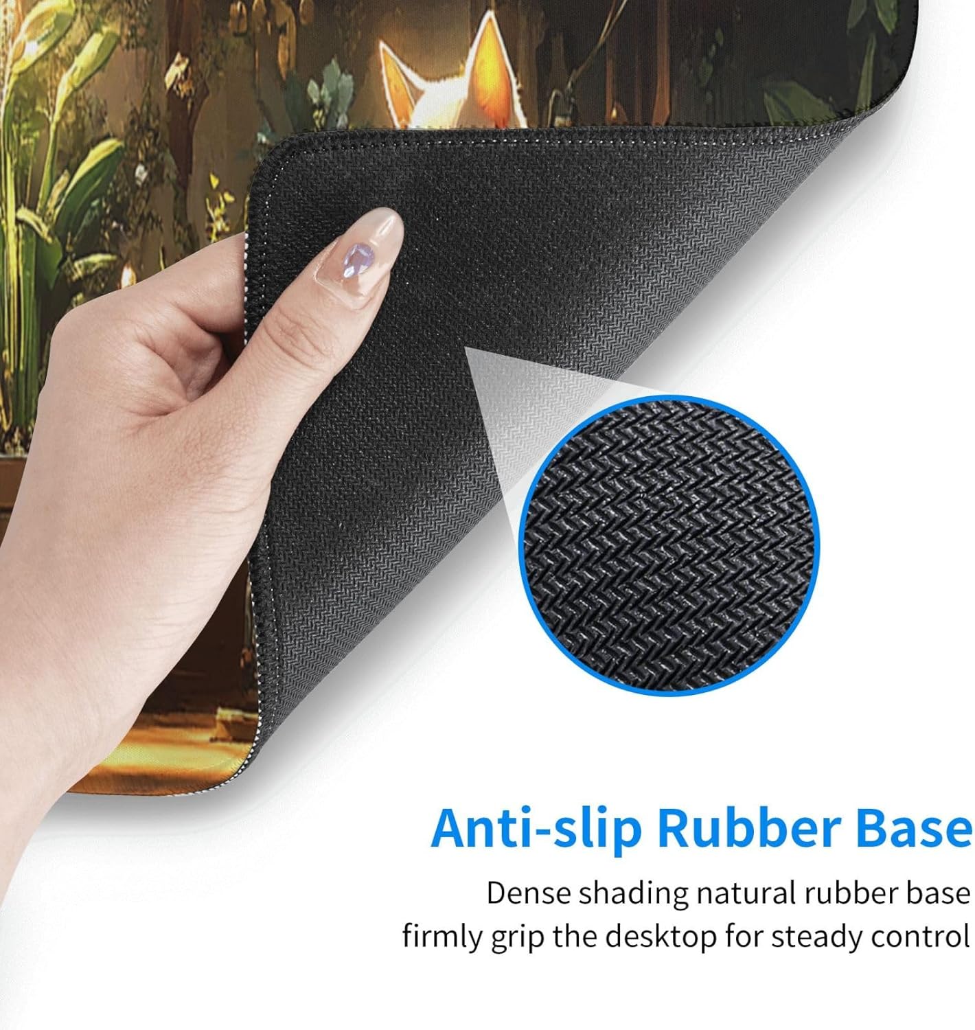 Cat Plant Mouse Pad 31.5 X 11.8 Inch Big Desk Rubber Base Stitched Edges Keyboard Pad XXL Mouse Mat for Home Game and Office