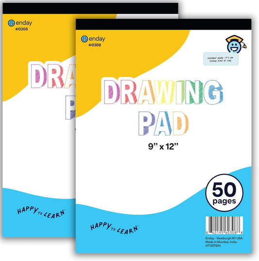 Emraw Sketch Pad for Kids (2 Pack) - 9" x 12" Kids Drawing Pad, 50 Sheets