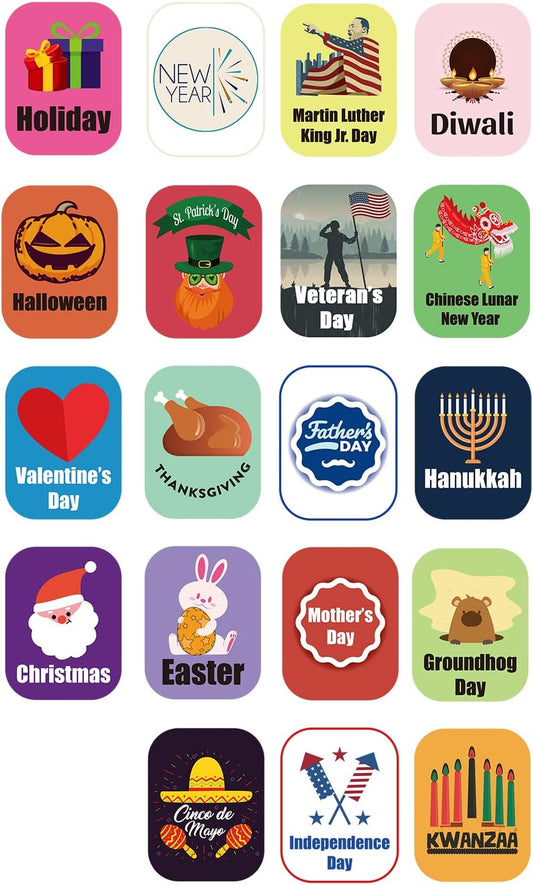 Genre Book Spine Labels for Library | Classroom Library Classification Stickers 450pcs | 19 Holiday Designs Bundle Set