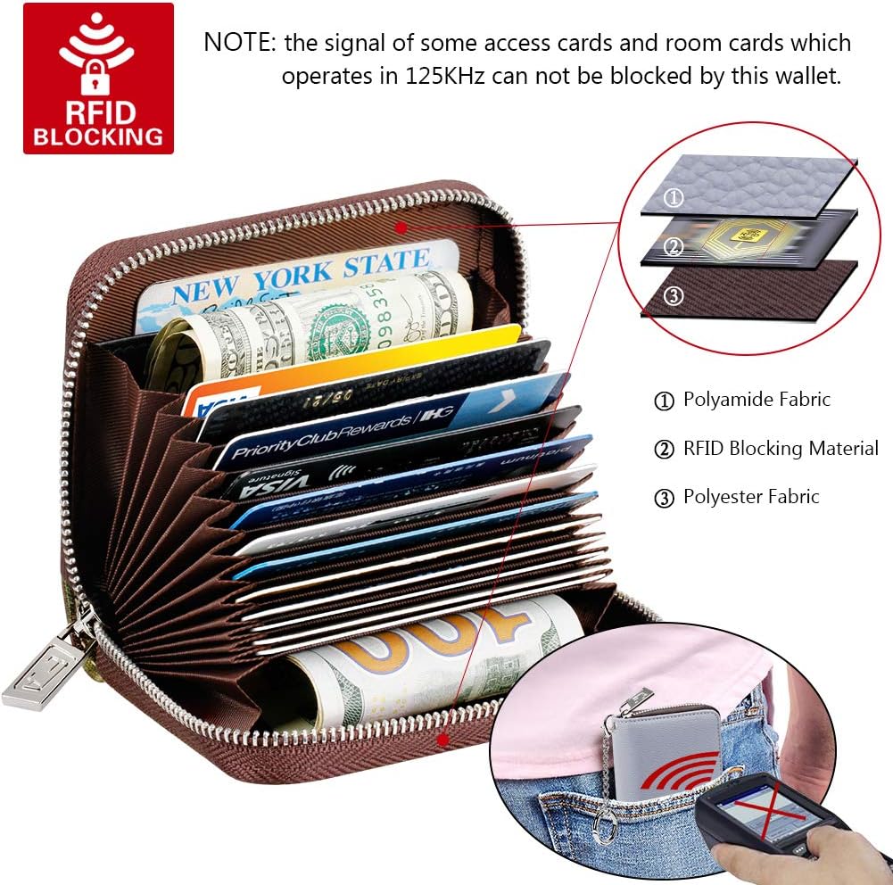 FurArt Zipper Wallet Women, RFID Blocking Credit Card Wallet, Business Card Holder, Compact Size KeyChain Wallet