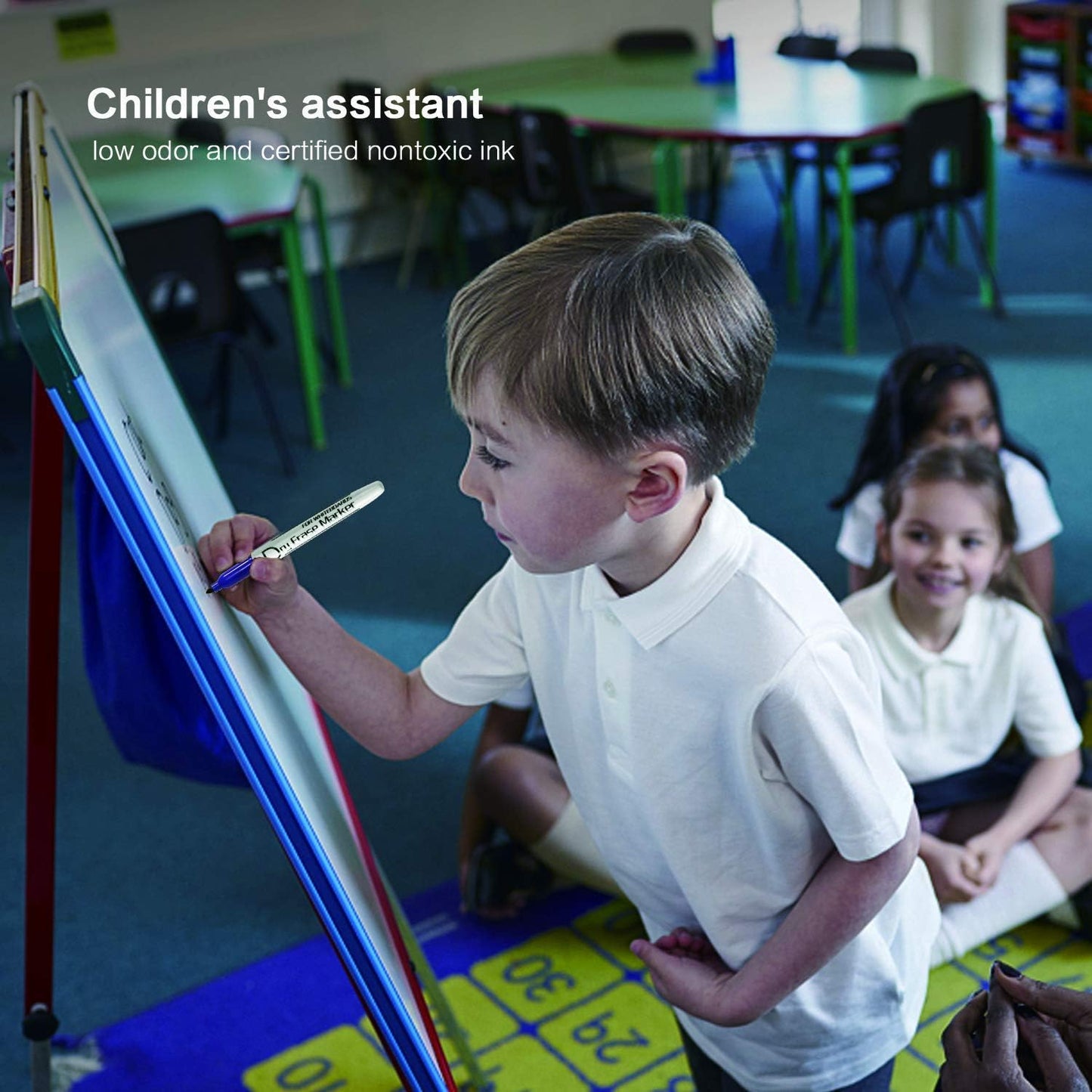 Volcanics Blue Dry Erase Markers Low Odor Fine Whiteboard Markers Thin Box of 12