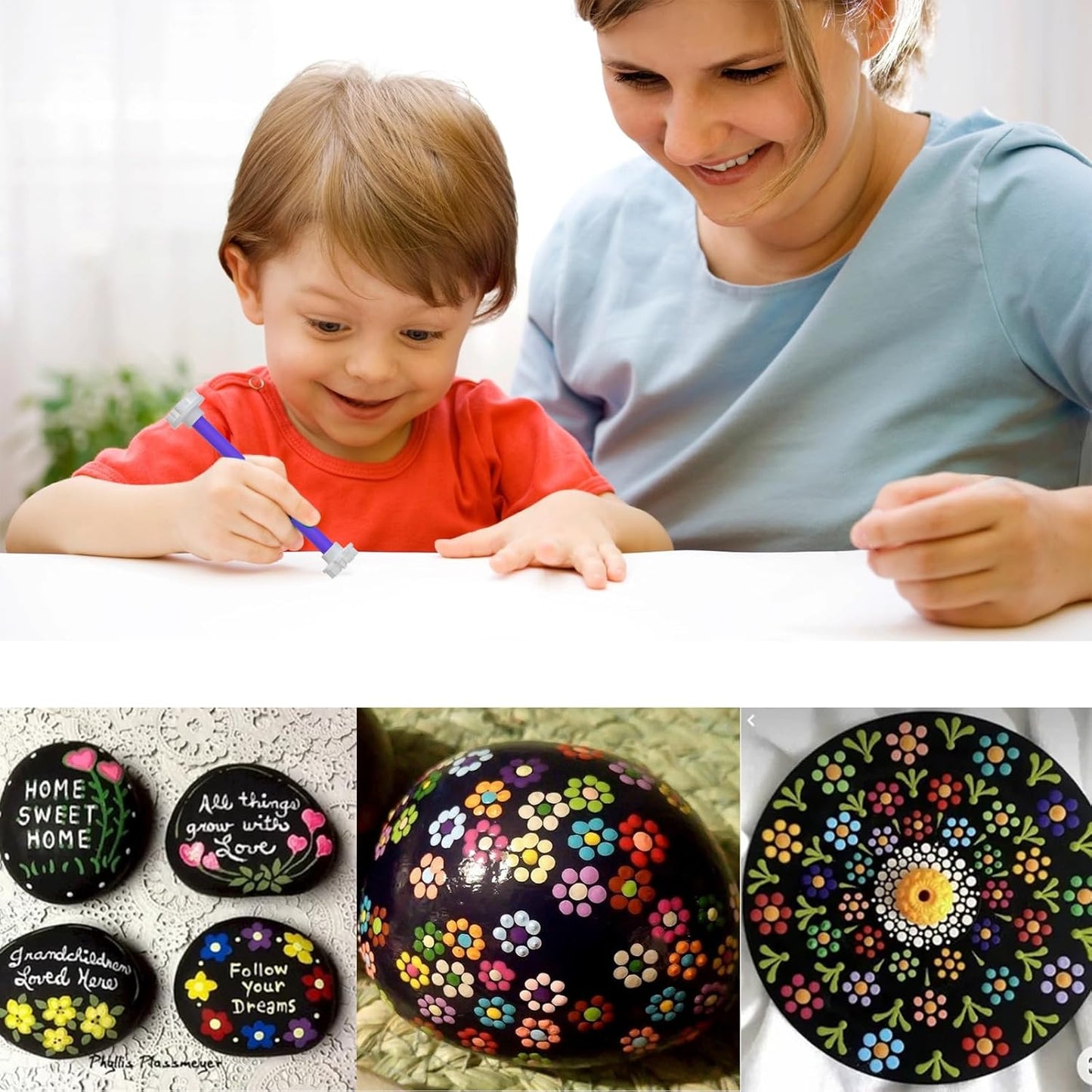 12 Pack Flower Petal Dotting Tools Set, Mandala Dot Art Tools for Rocks Painting, Ceramic & Glass, Includes 20 Different Embossing Tips for DIY Nail Art, Decorating Cakes and Cookies