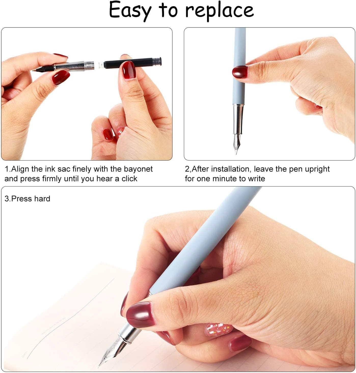 Outus 120 Pcs 3.4 mm Fountain Pen Ink Cartridges Fountain Pen Refills