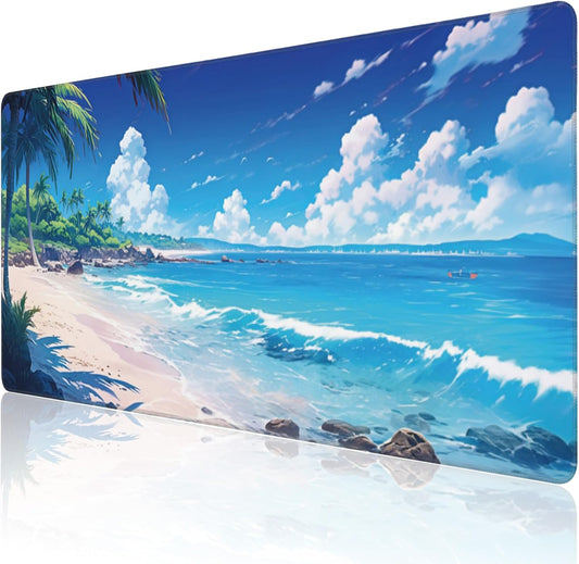 Extended Large Gaming Mouse Pad, Anime Cartoon Large Desk Mat for Desktop XXL, Non-Slip Rubber Base Stitched Edges Long Computer Keyboard Desk Pad Mouse Mat for Gaming Home Office 35.4"X15.7"