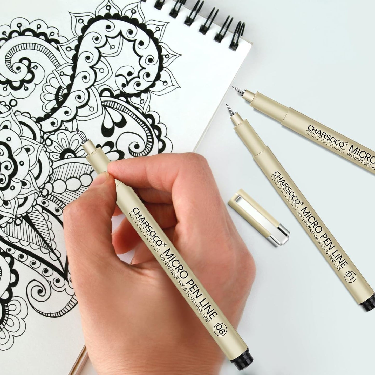 005 Micro Pen, 6 Pack Black Fine Point Pen with Waterproof Archival Ink, 0.23mm Fineliner Ink Pens for Artist Illustration, Sketching, Anime, Manga, Technical Drawing and Scrapbooking