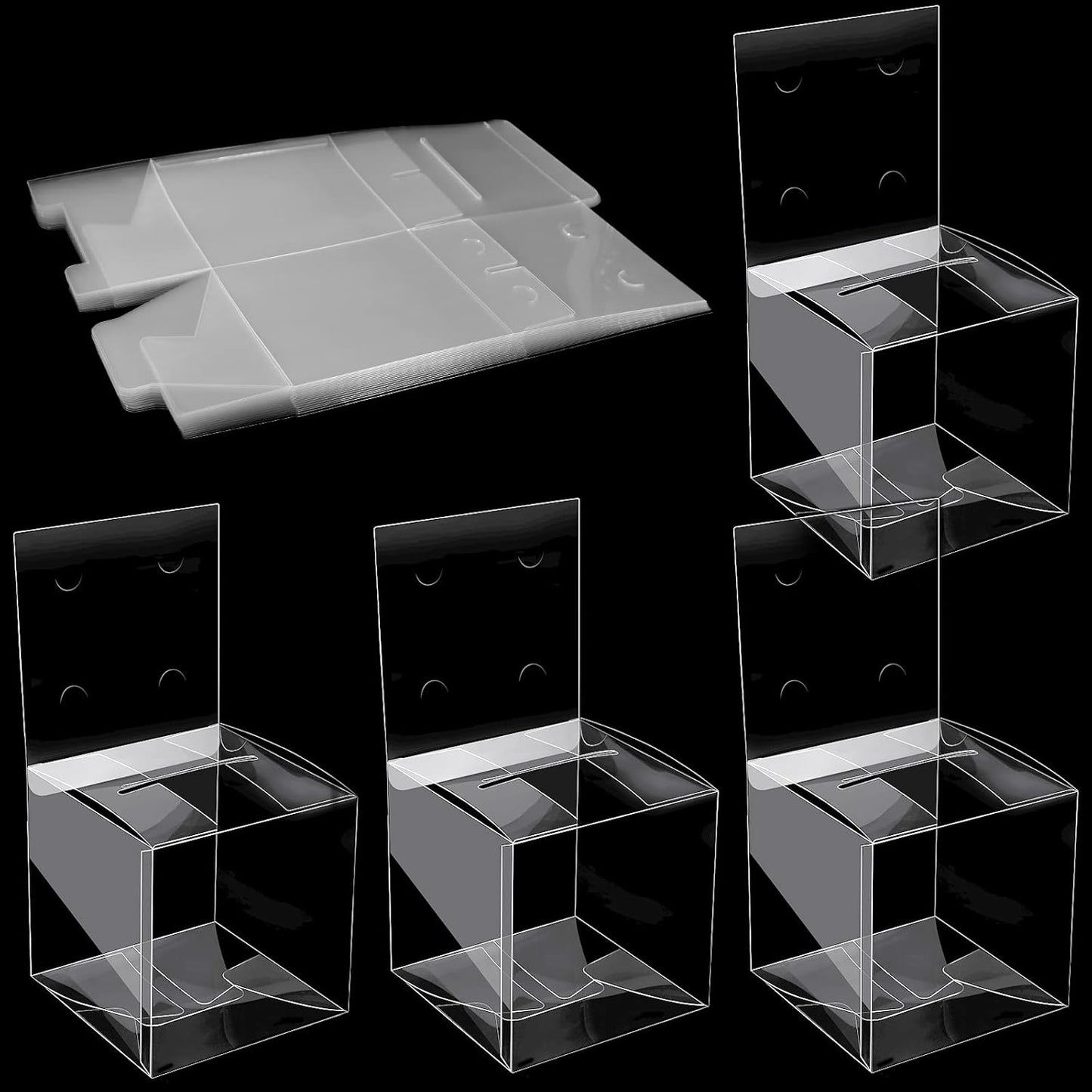 Eersida 20 Pieces Clear Raffle Boxes with Slot 6 x 6 x 6 Inch Plastic Donation Box Voting Suggestion Ballot Containers with Removable Header for Fundraising Collecting Business Card Voting Contest