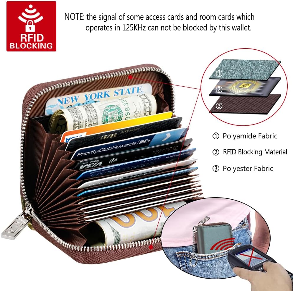 FurArt Zipper Wallet Women, RFID Blocking Credit Card Wallet, Business Card Holder, Compact Size KeyChain Wallet