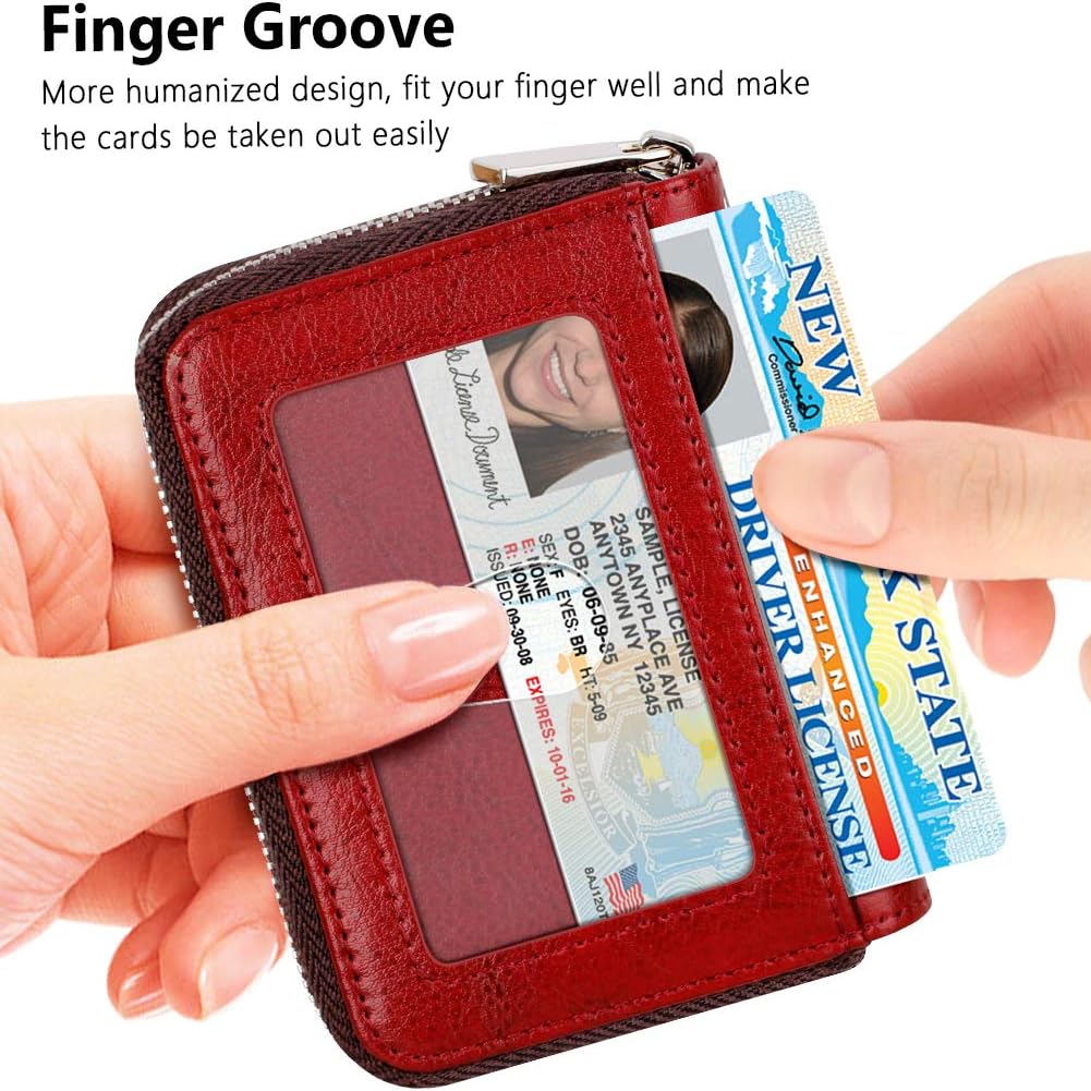 FurArt Zipper Wallet Women, RFID Blocking Credit Card Wallet, Business Card Holder, Compact Size KeyChain Wallet