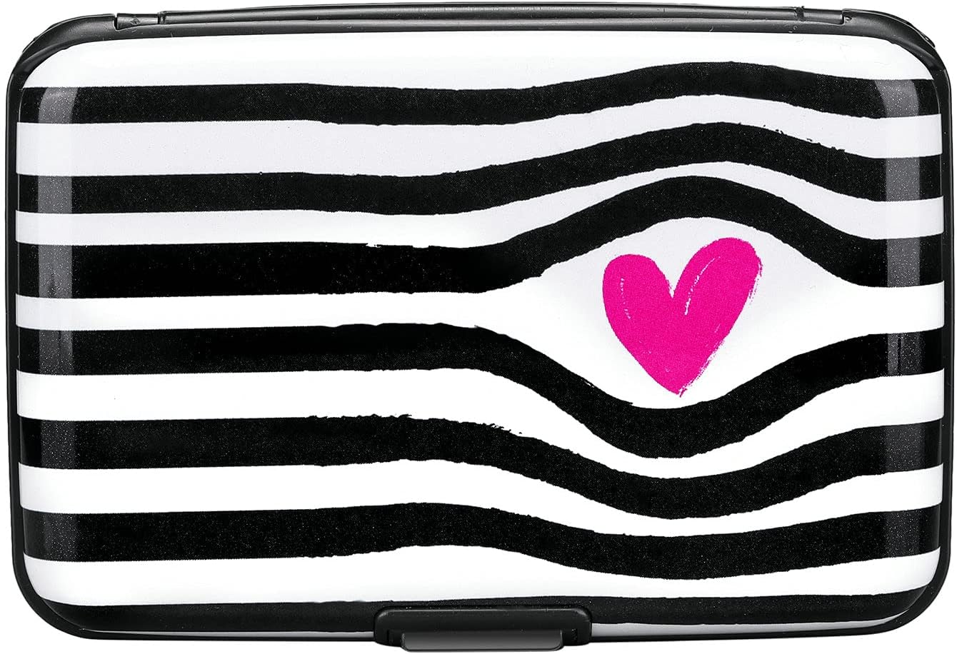 ELFISH Mini RFID Aluminum Wallet Credit Cards Holder Business Card Case Metal ID Case for Men Women (Eye heart)