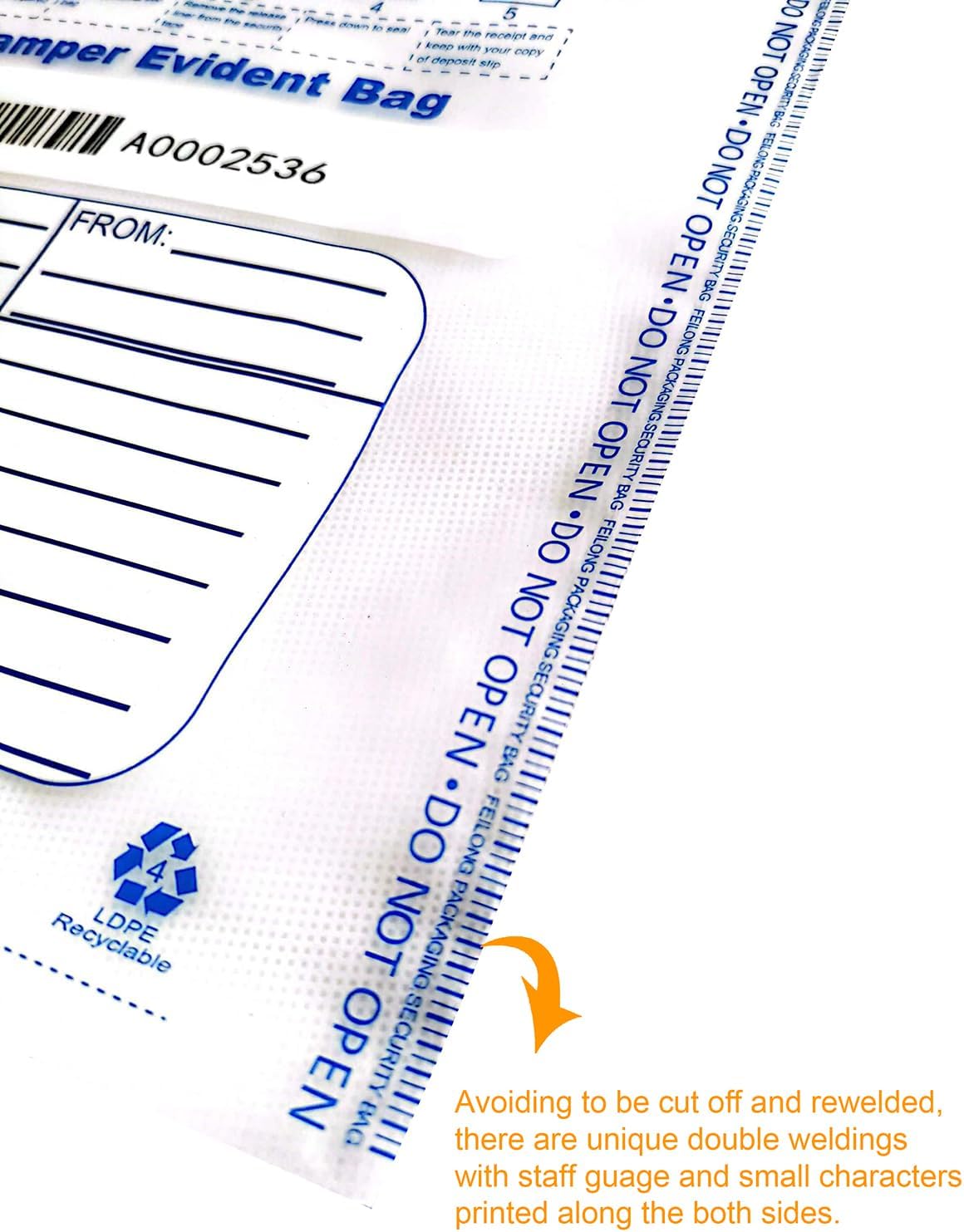 100Pcs 6"x9" Clear Plastic Bank Deposit Bag - Tamper Evident Security Bags -Transparent Cash Money Bags with High Level Security Seal