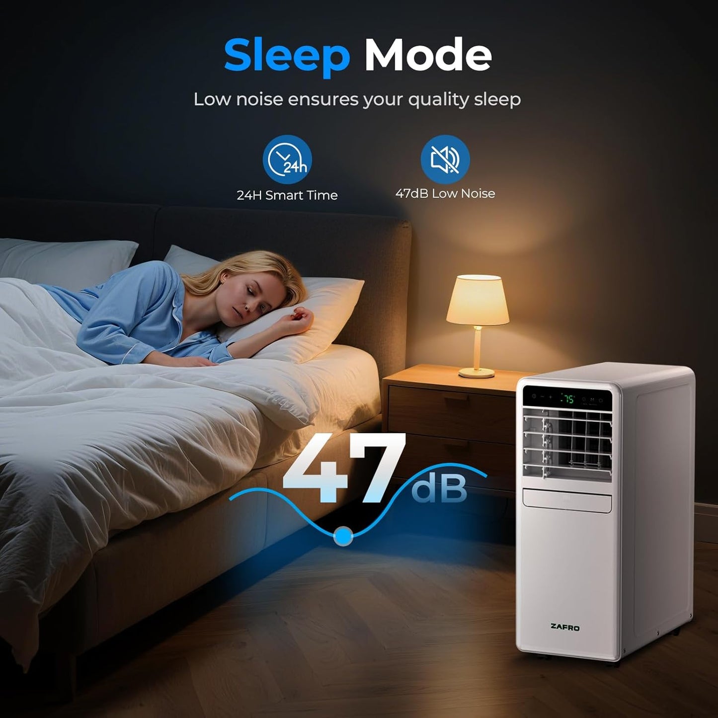 12,000 BTU Portable Air Conditioner, 3-IN-1 Smart AC Unit with Fan/Dehumidifier/Drainage-free Cooling, APP/Voice/Remote/Touch, 47 dB, Sleep Mode, Window Installation Kit, 24H Timer for Home/Office