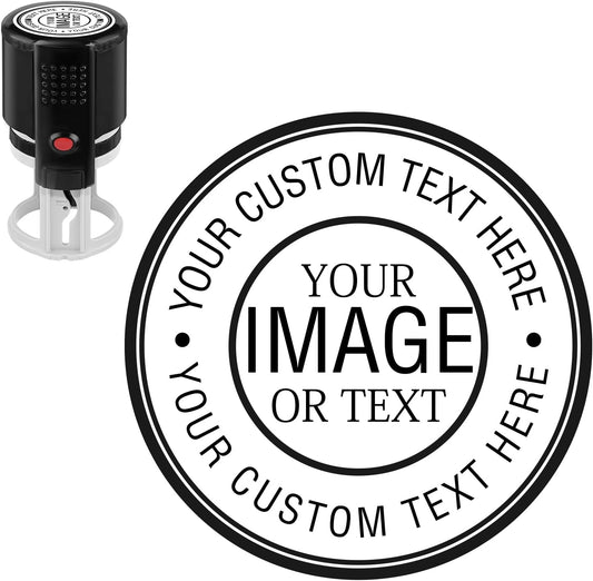 Custom Stamps for Business | Custom Logo Stamp | Personalized Self Inking Stamp Customized Business Logo Text Rubber Stamper, 4 Sizes/5 Color Options (1.6-inch)