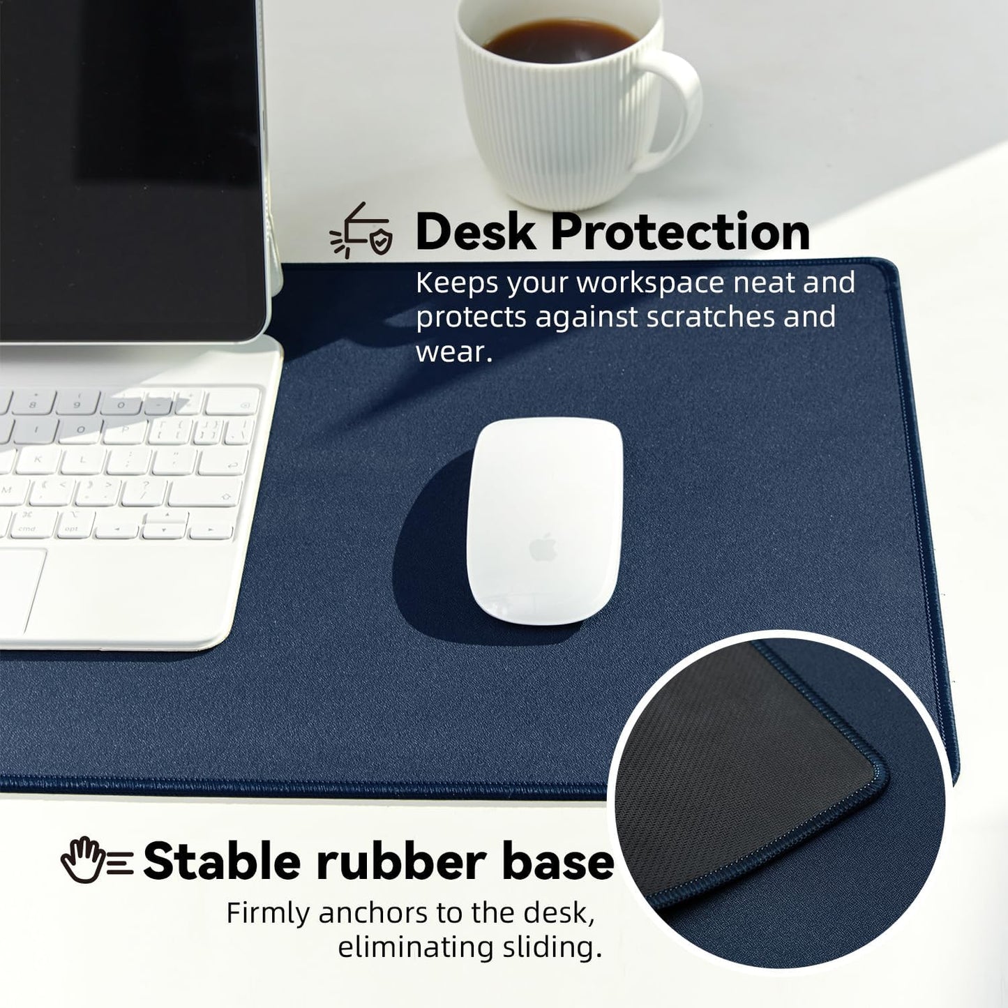 Waterproof Large Gaming Mouse Pad with Durable Stitched Edges, Non-Slip Rubber Base, Smooth Surface Mouse Mat Desk Pad for Home Office Gaming, 31.5"x11.8"x0.12", Dark Blue