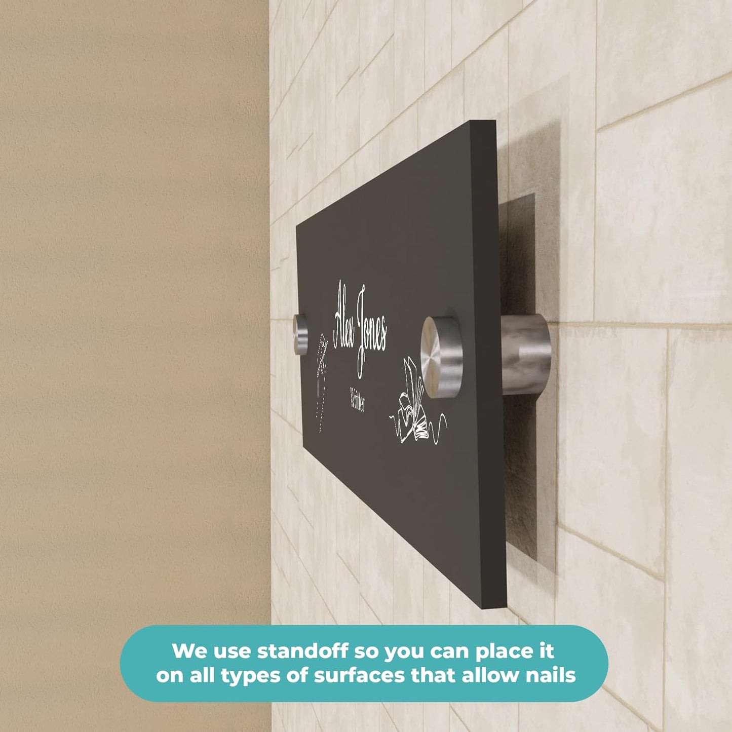 EGD Acrylic Door Name Plate Personalized I Custom Acrylic Sign I Cute Office Accessories Decor I Custom Office Door Signs (10 x 3.5 Inch) (4. Door/Wall Name)