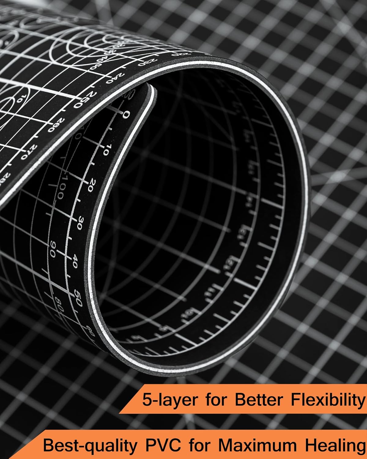 Density-upgraded 9"x12" Self Healing Cutting Mat, Idemeet Rotary Sewing Mat for Crafts, 5-Ply Blade Table Protector Cut Board for Fabric Leather Cutting Quilting Modeling Hobby Project, A4, Black