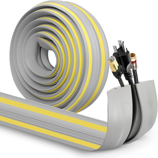 Eapele Floor Cable Cover Protector,Heavy Duty PVC Duct Easy to Unroll,Prevent Cable Trips and Protect Wires,Perfect for Home Office or Outdoor (Gray - 10ft)