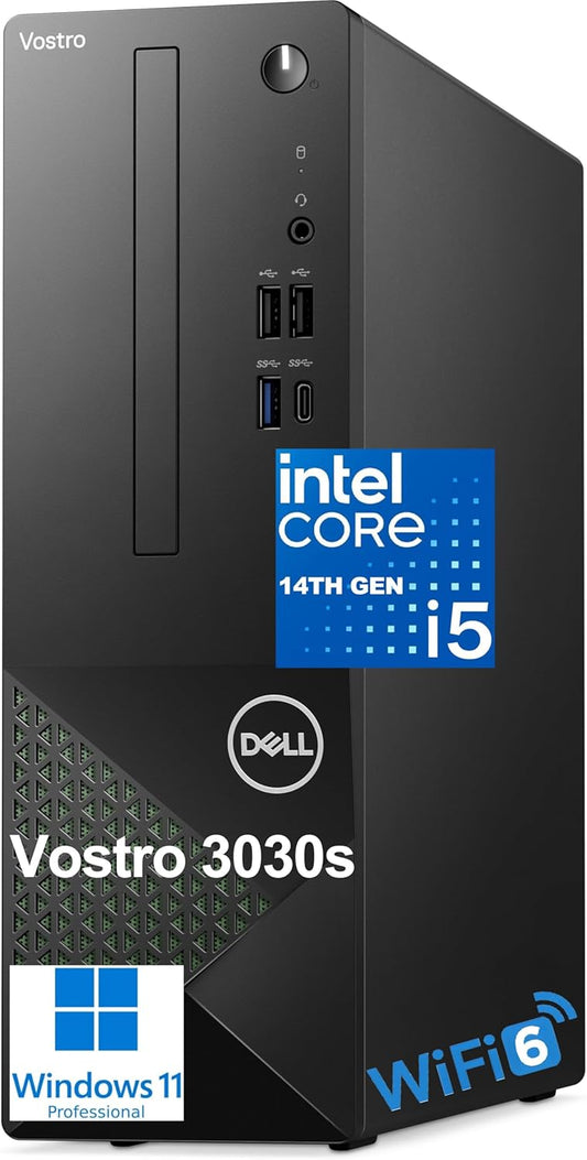 Dell Vostro 3030s Small Desktop SFF Business Computer, 14th Gen Intel 10-Core i5-14400 (Beat i7-13620H), 64GB DDR5 RAM, 1TB PCIe SSD, WiFi 6, Bluetooth, Type-C, DisplayPort, HDMI, Windows 11 Pro