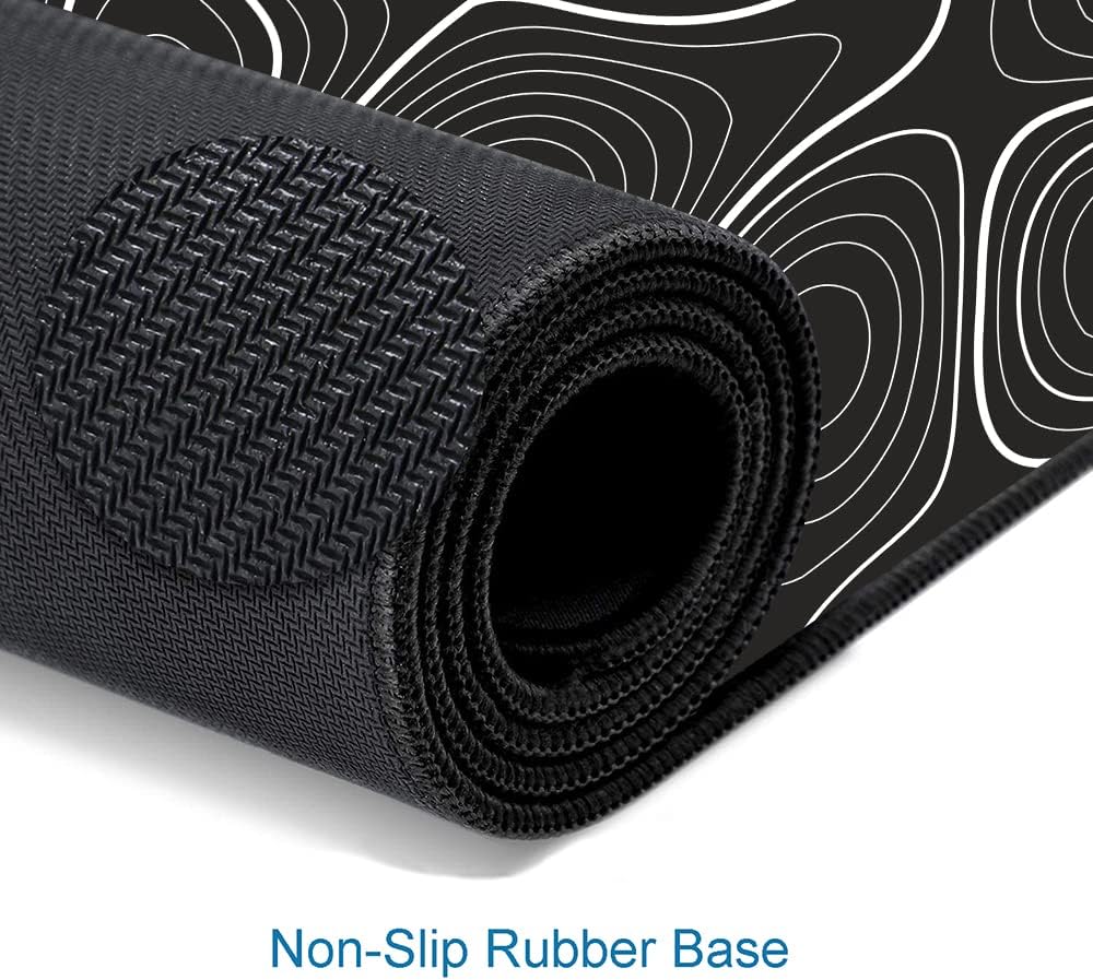 Hokafenle Large Gaming Mouse Pad, XL Extended Desk Keyboard Mouse Mat with Stitched Edge, Black Line Non-Slip Computer Mousepad for Office Laptop, 31.5x11.8inch