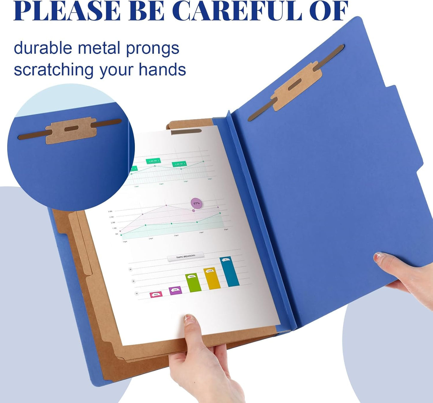 12 Pcs Classification Folders Letter Size, 3 Divider Pressboard File Folder with Fasteners, Expanding File Organizer Bulk for Teachers, Clergy, Office, Church, Christmas Donations (Dark Blue)