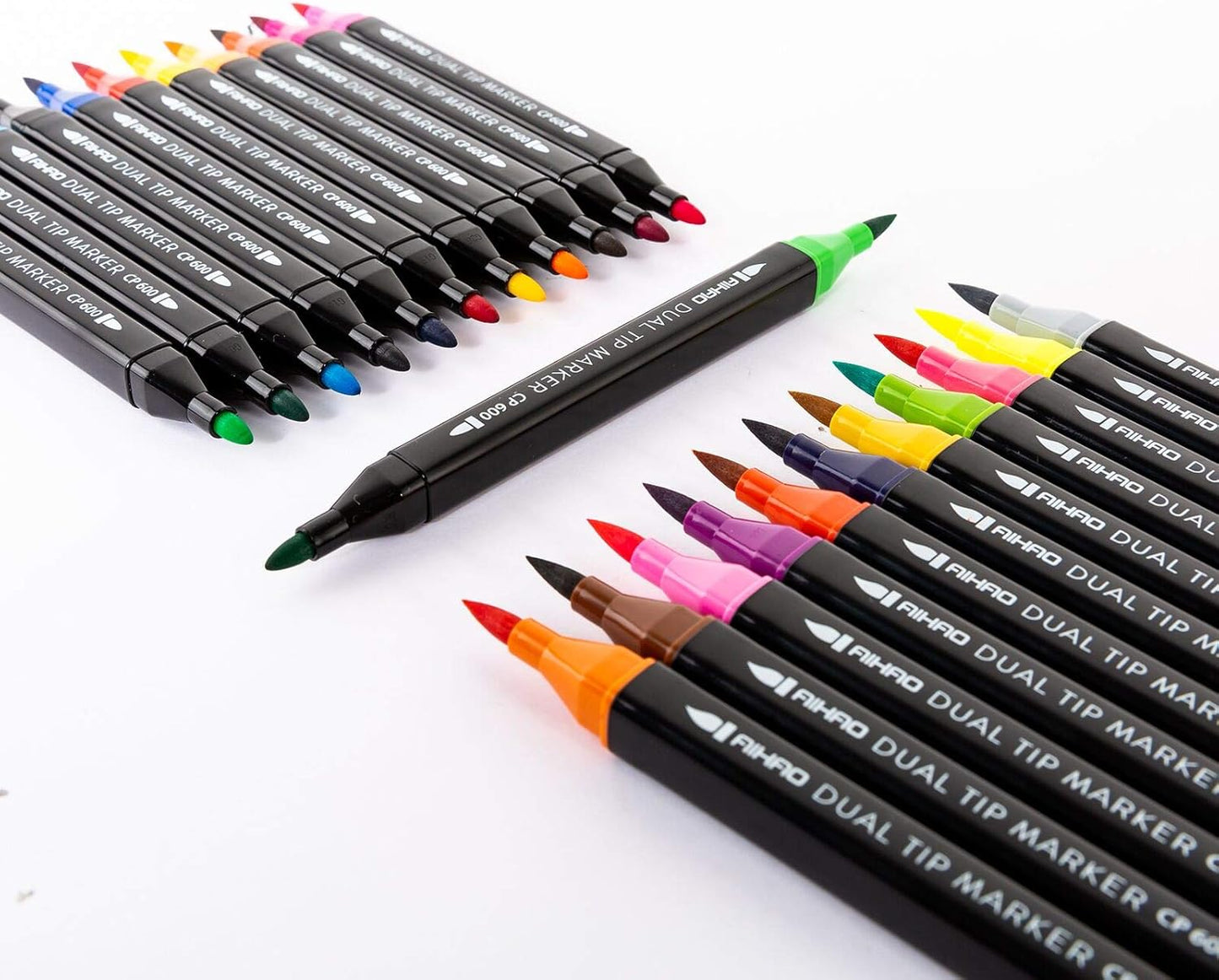 AIHAO Markers for Kids,Washable Markers With Stand Portable Box,Dual Tip Set, Brush & Fine Tips, 24 Pack, Art Supplies for Coloring, Doodling, Sketching, Drawing, Journaling