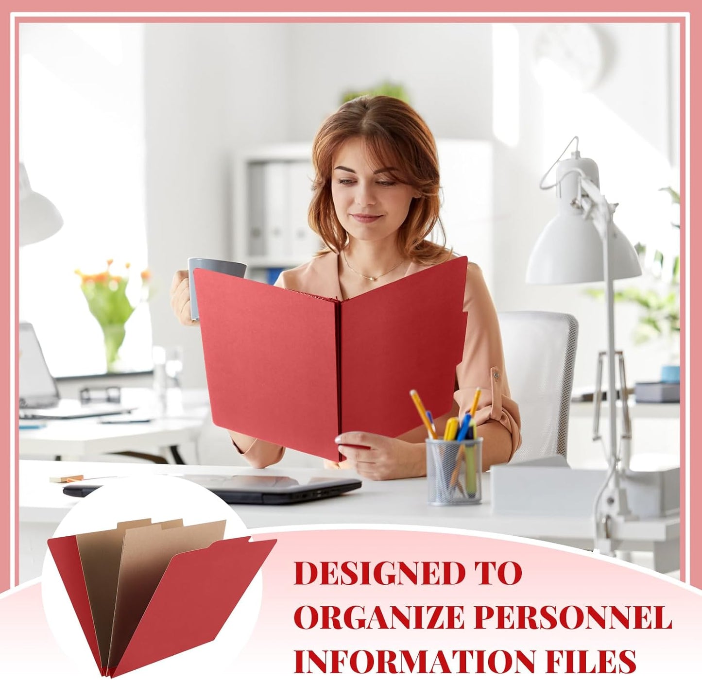 12 Pcs Classification Folders Letter Size, 2 Pocket Dividers Pressboard File Folder with Fasteners, Expanding File Organizer Bulk for Teachers, Clergy, Office, Church, Christmas (Red)