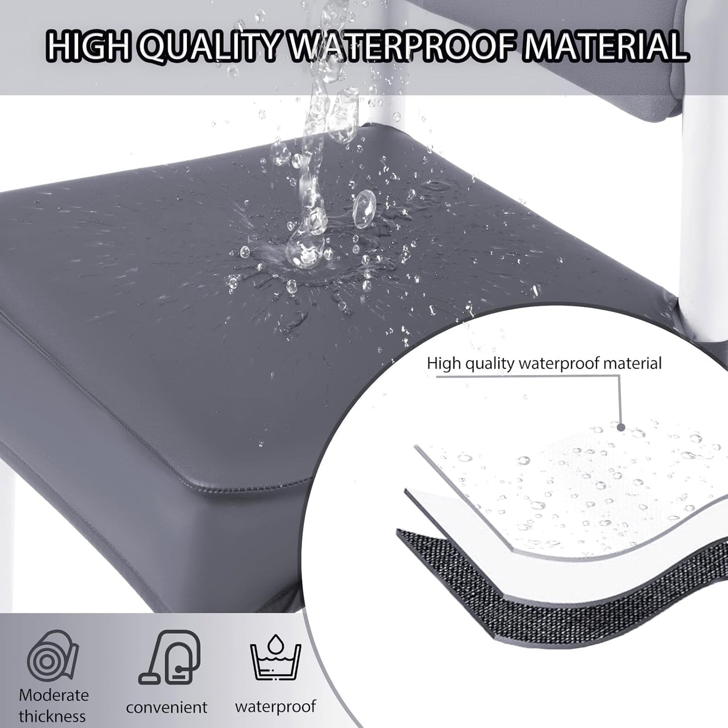 CWK Waterproof PU Leather Dining Chair Covers Set of 2-Stretchable Chair Seat Slipcovers, Removable & Washable Protector for Dining Room,Home,Office,Wedding,Rear Covers (PU-Grey)