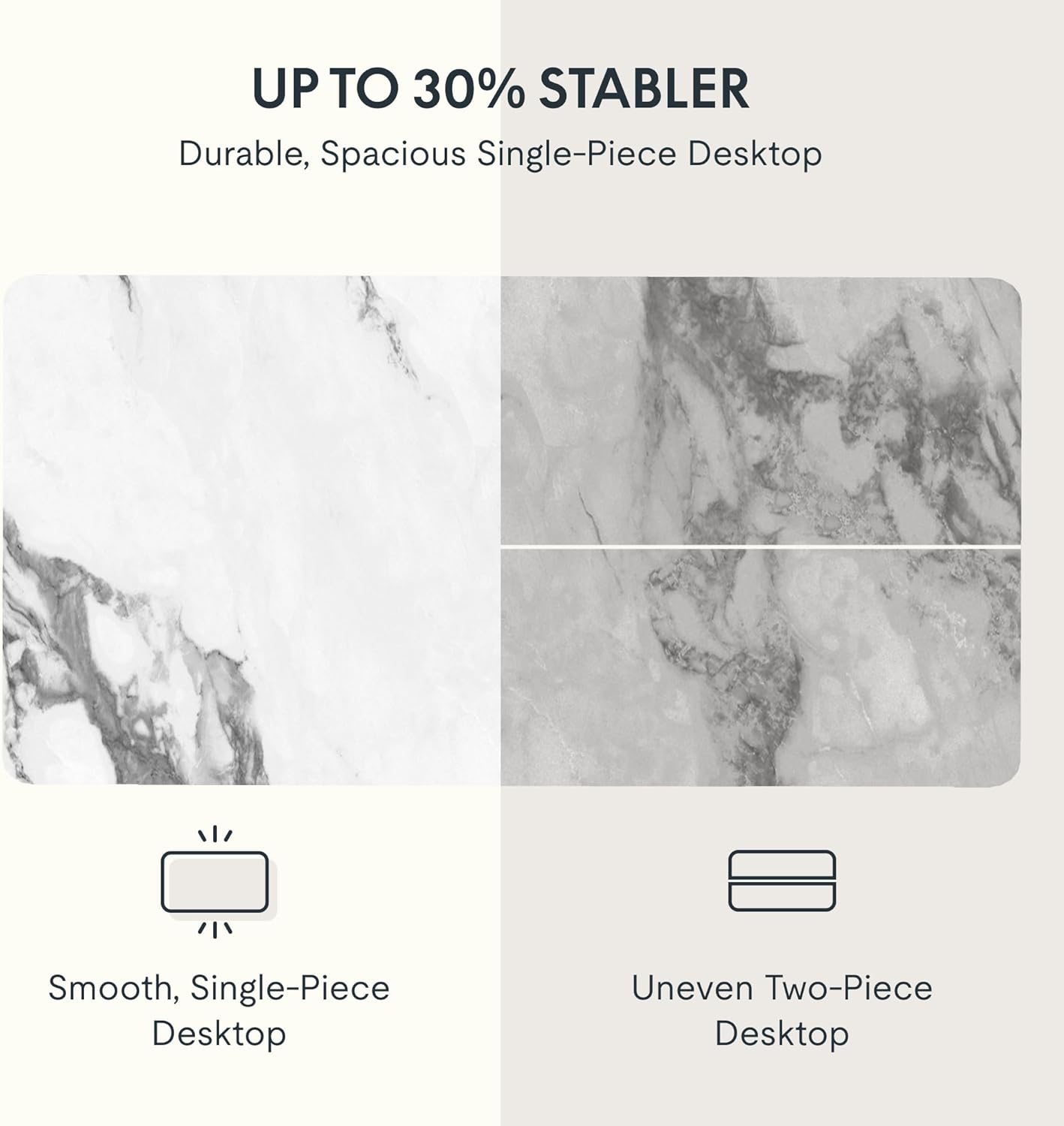 FLEXISPOT EN2 Whole-Piece Standing Desk with Clamp Power Strip, 55 x 28 Electric Stand Up Height Adjustable Desk with Cable Management (White Frame + 55" Marble Grey Top, 2 Packages)