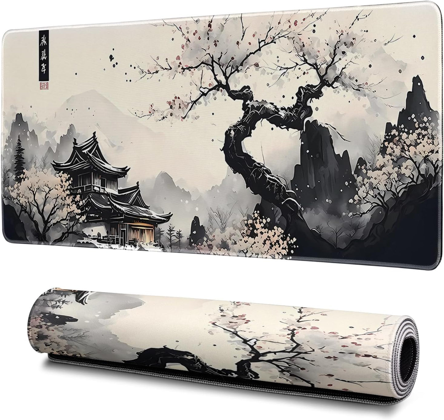 Japanese Mouse Pad, Large Japanese Desk Mat, XL Anime Gaming Keyboard Mat, Non-Slip Rubber Base, Big Extended Desk Protector for Office and Home, 31.5”x11.8”