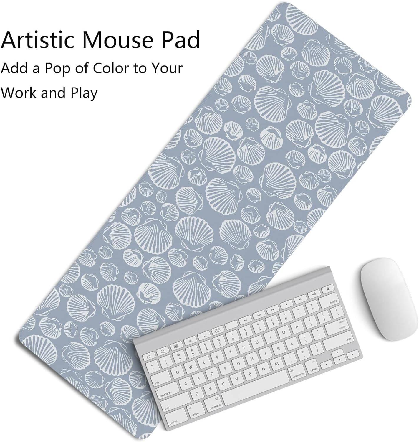 Seashell Mouse Pad,Coastal Beach Mouse Pad,XL Large Ocean Beach Seashell Desk Mat,Girly Summer Beachy Gaming Computer Pads,Girly Laptop Desk Mat,Summer Beachy Desktop Decor Art,31.5x11.8 Inch