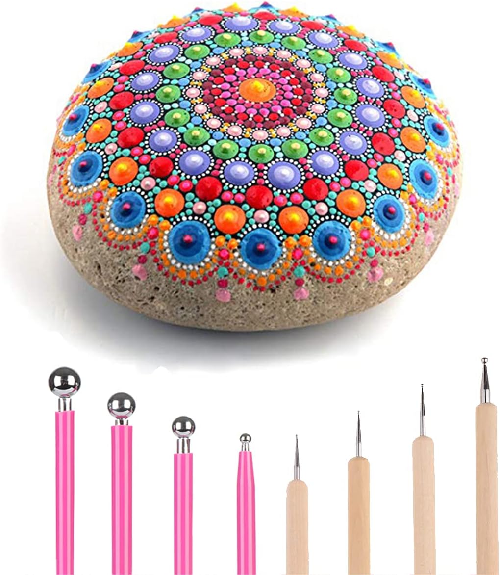 Ecjiuyi Ball Stylus Dotting Painting Tool Set,Ecjiuyi 8 Piece Sculpt Modeling Tools,Mandala Rock Painting Tools, Ceramics Doll Fondant Modeling, Paper Flowers, Embossing Pattern