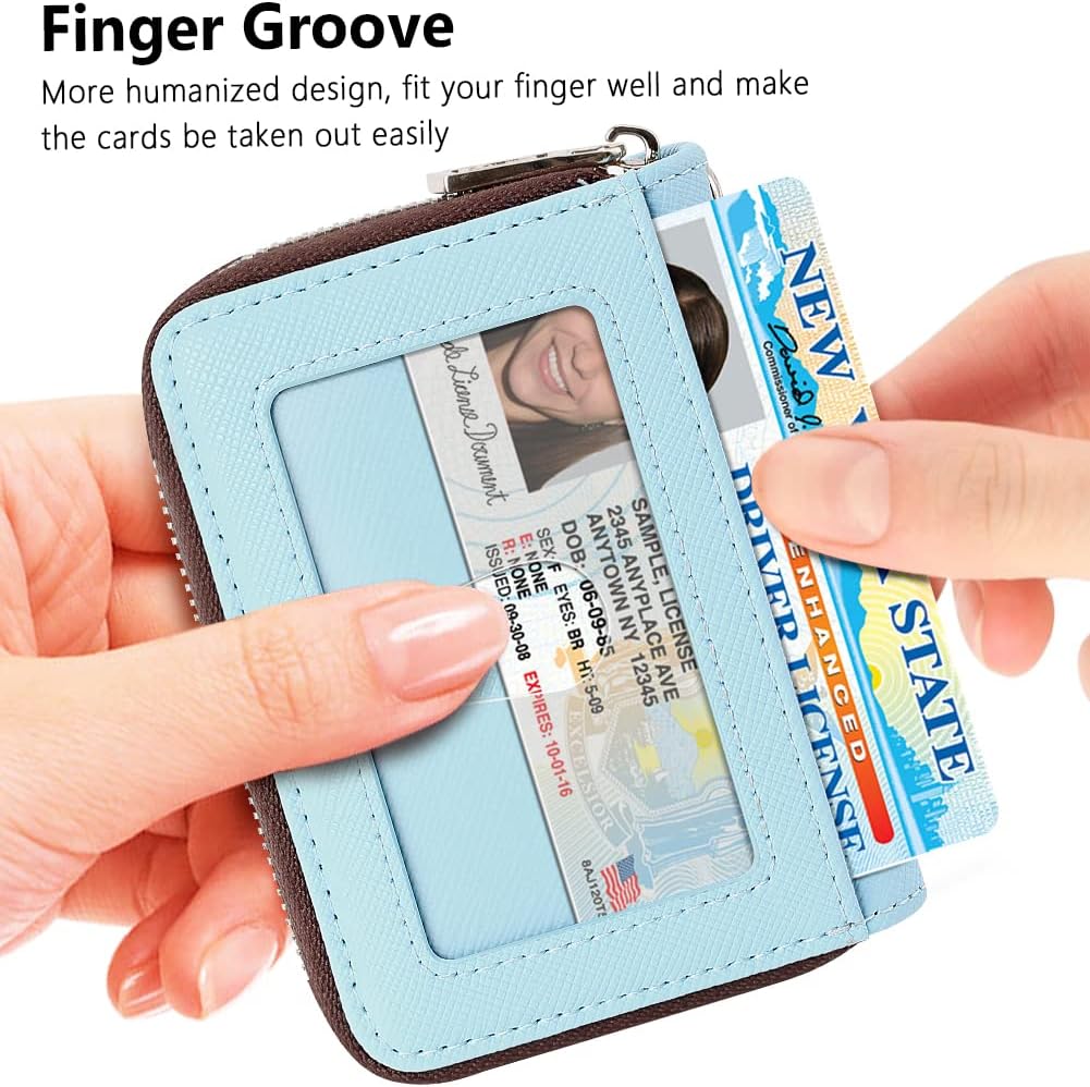 FurArt Zipper Wallet Women, RFID Blocking Credit Card Wallet, Business Card Holder, Compact Size KeyChain Wallet