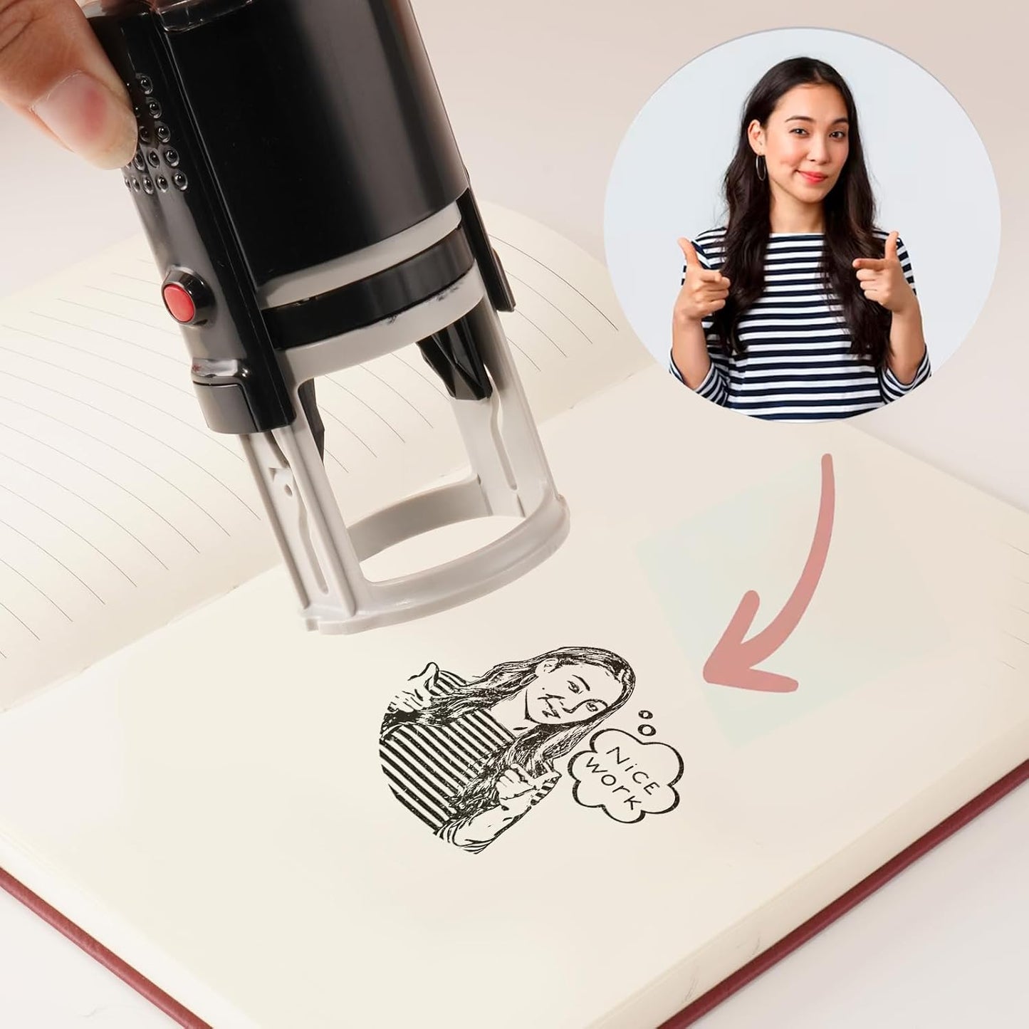 Custom Stamps for Business | Custom Logo Stamp | Personalized Self Inking Stamp Customized Business Logo Text Rubber Stamper, 4 Sizes/5 Color Options (1-inch)