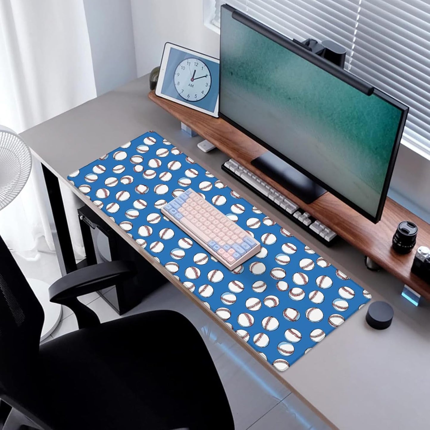 Baseball Gaming Mouse Pad, Desk Mat, Non-Slip Rubber Base Cool Aesthetic MousePads for Computer Laptop Keyboard Office School Home Desktop Accessories Decor 31.5" x 11.8"