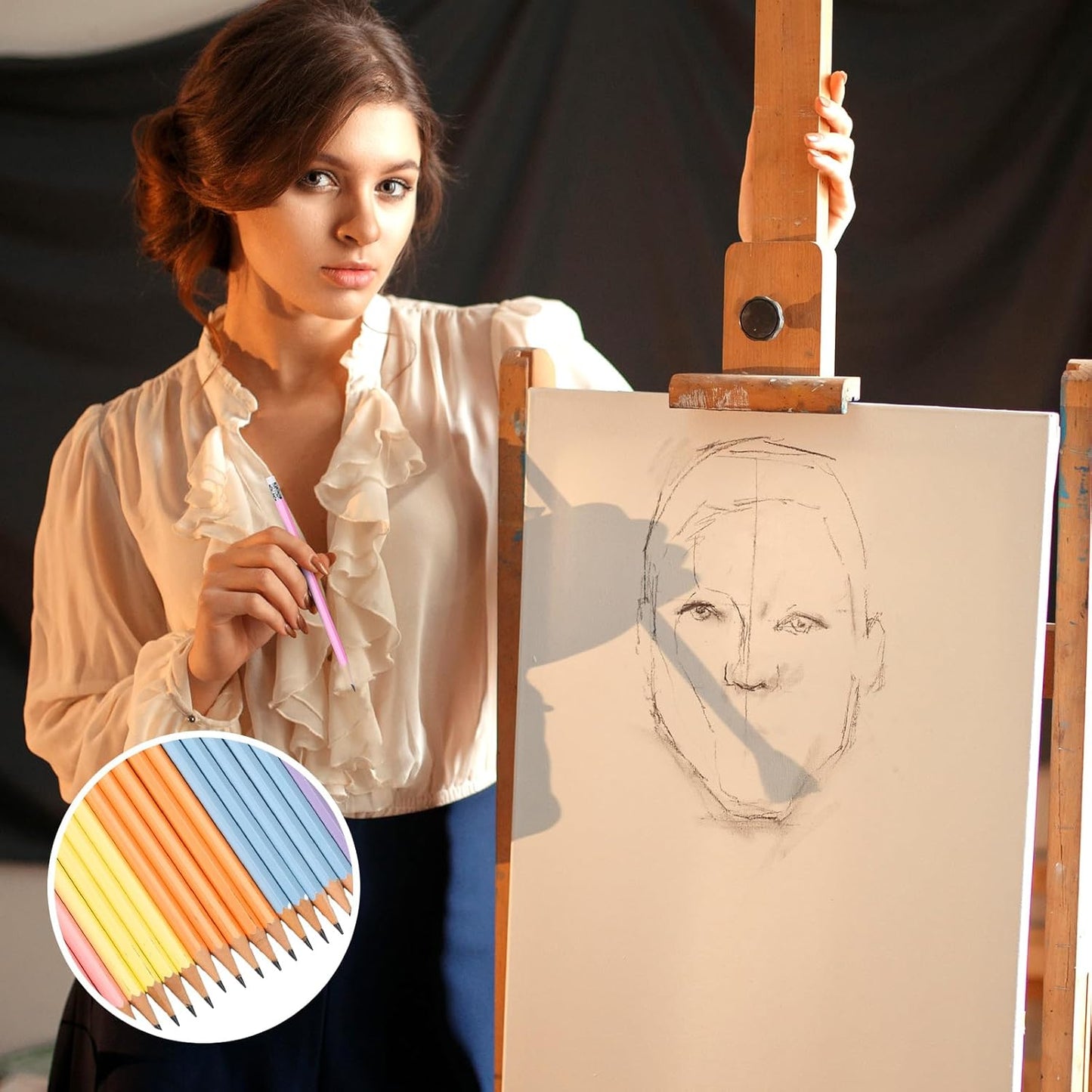 TecUnite 60 Pcs HB Pencils #2 Unsharpened Wood Cased Pencils with Eraser Hexagonal Pencil Cute Graphite No 2 Pen for Adults Gifts Exam School Office Sketching Learning(Macaron Color, Silver)