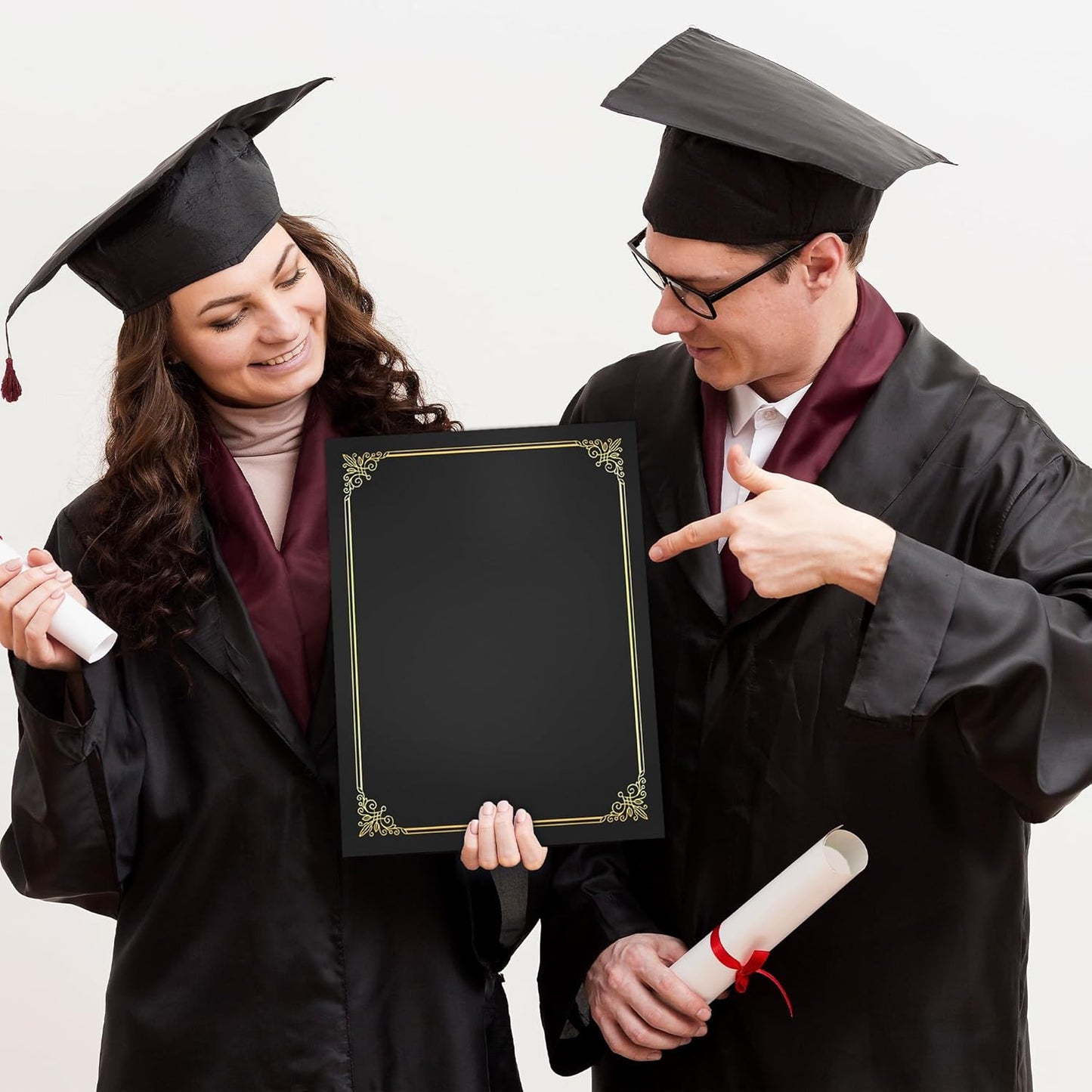 GNL Certificate Holders - 10 Packs Black Diploma Holders, Certificate Covers with Gold Foil Border, for Letter Size 8.5 x 11 Certificate Paper, Award, Graduation, Documents
