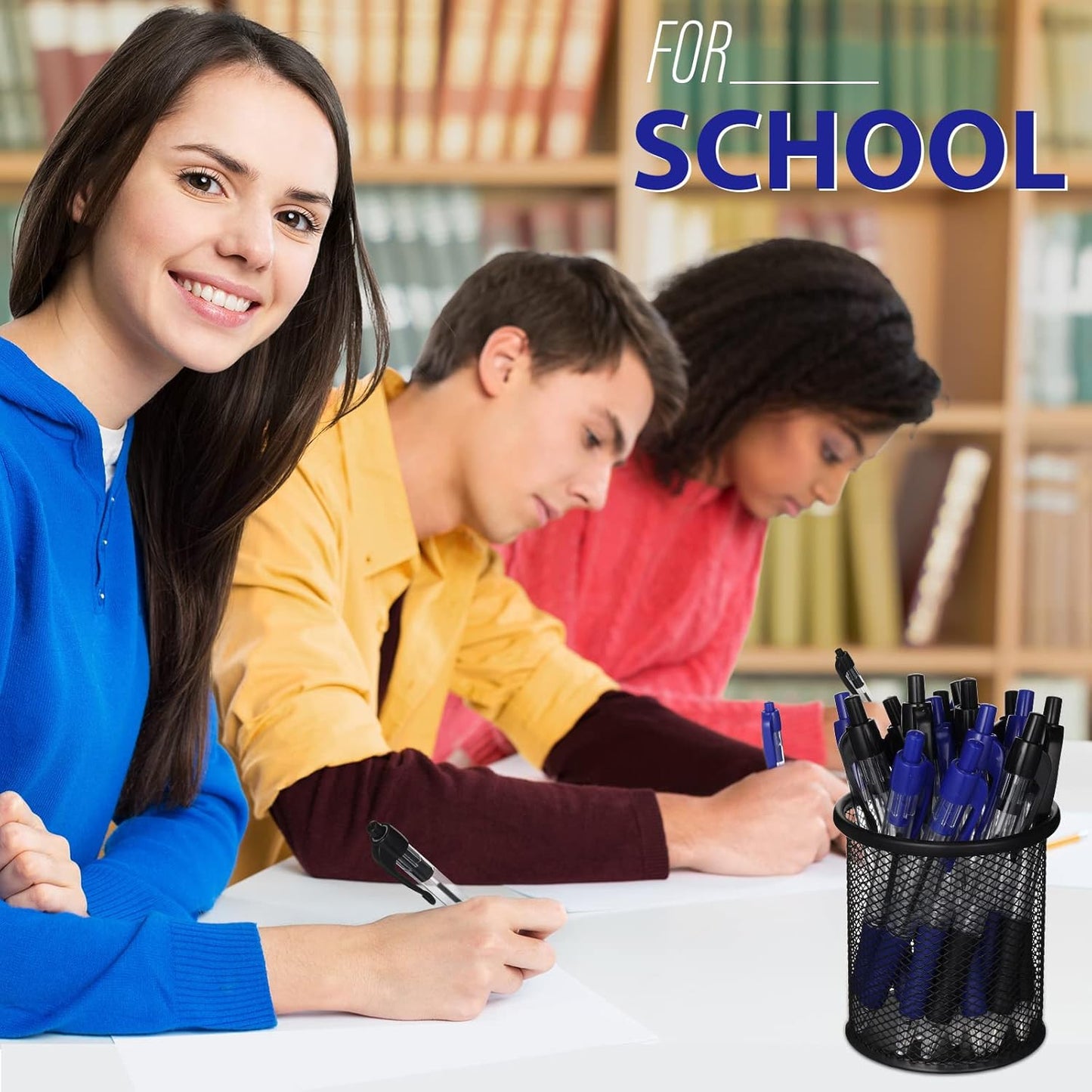 Fainne 200 Pack Retractable Ballpoint Pen 1.0 mm Medium Point Refillable Smooth Click Writing Pens With Grip for Work Journal Writing Office School Supplies(Black Ink, Blue Ink)